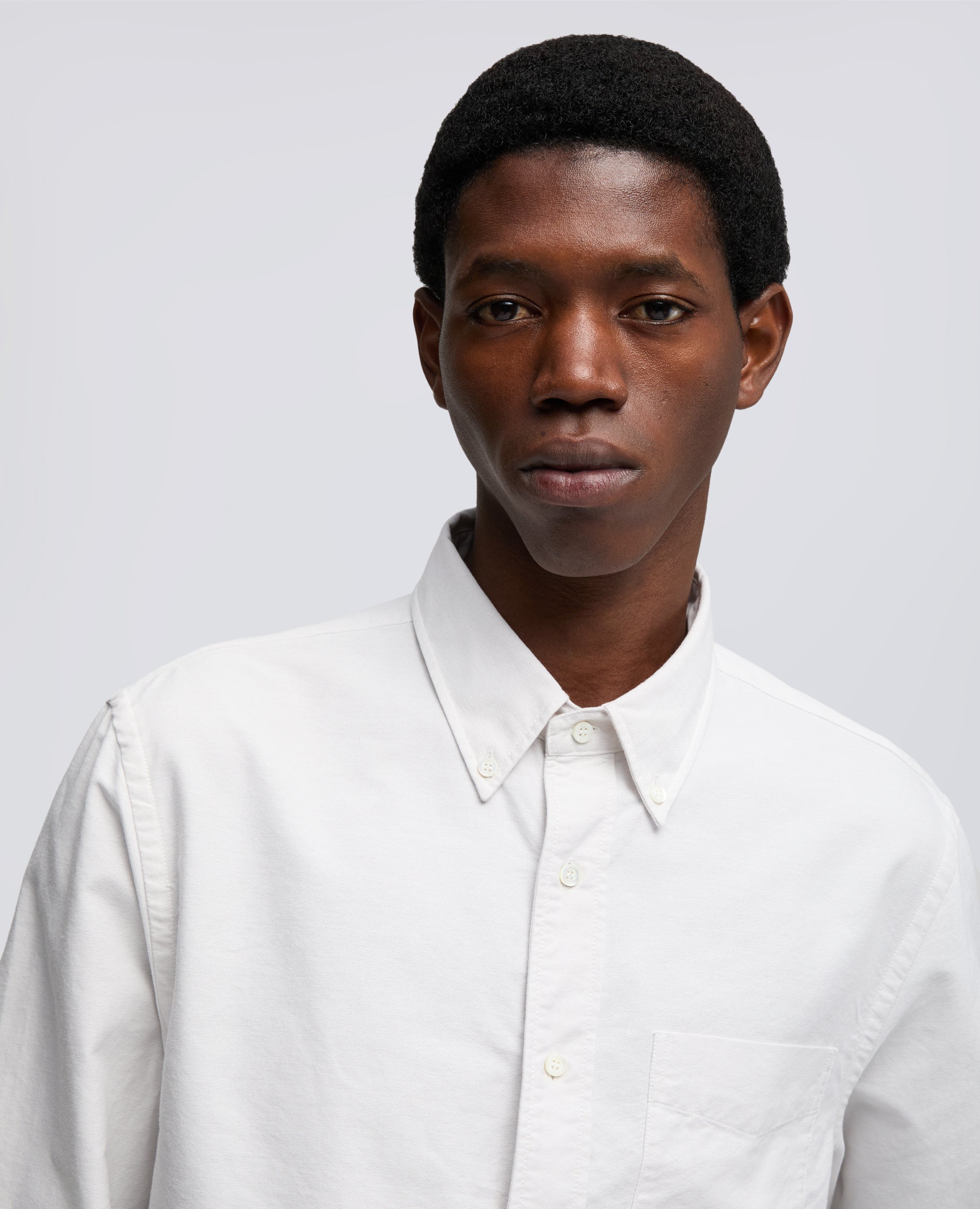 CAMICIA IN COTONE OXFORD CON COLLO BUTTON DOWN-GRIGIO-GREY-GRIS-GRAU-GRIS