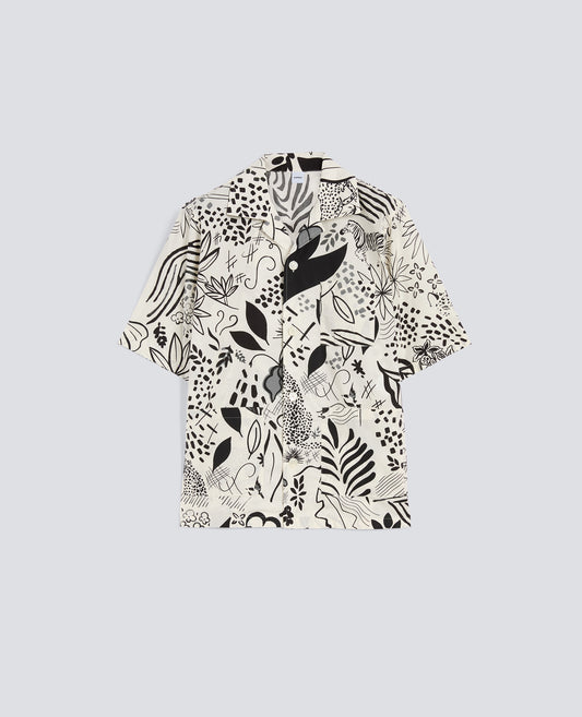 CAMICIA AGO A MANICHE CORTE IN POPELINE DI COTONE-STAMPA-STAMPA-STAMPA-STAMPA-STAMPA