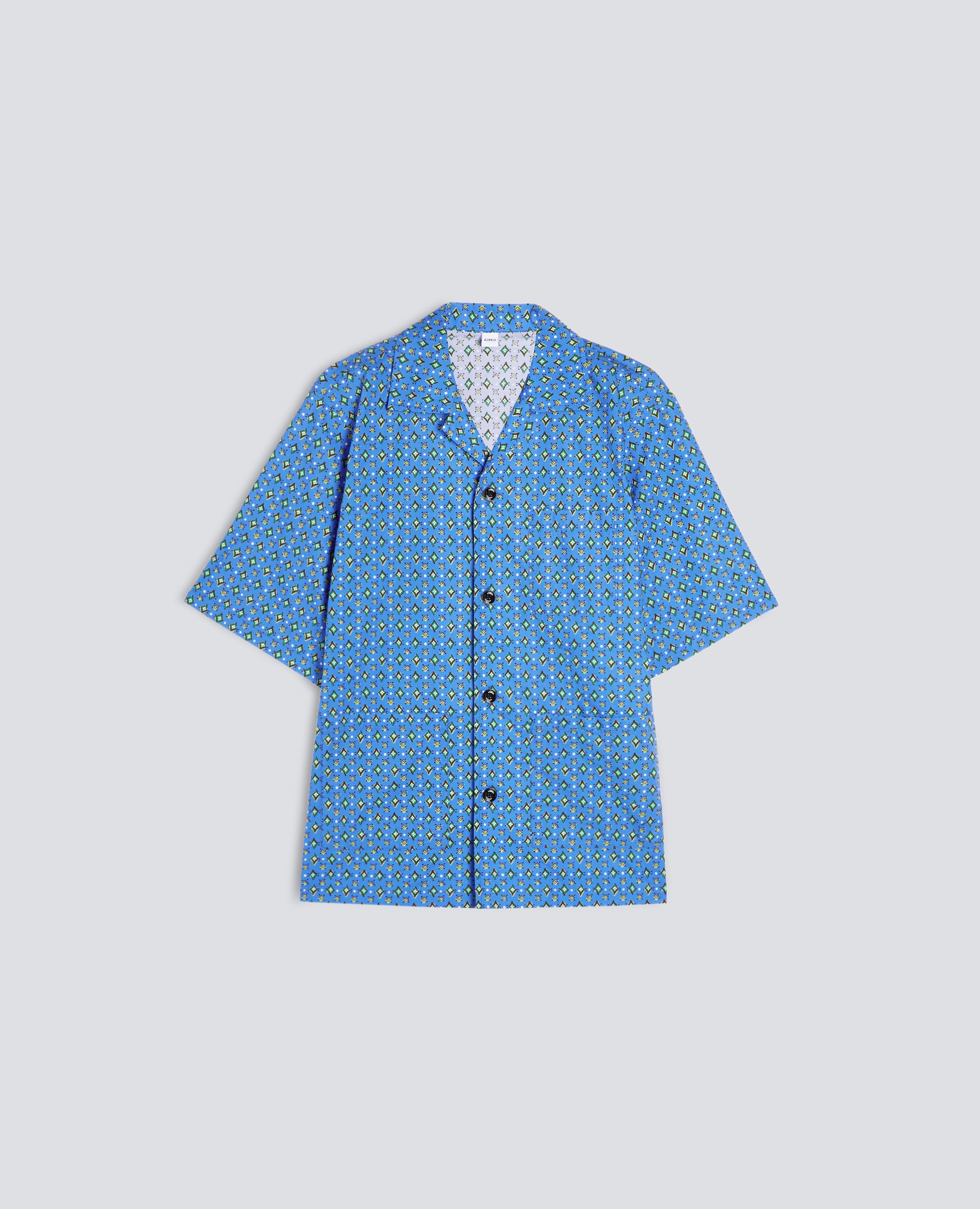CAMICIA A MANICHE CORTE IN POPELINE DI COTONE-BLUETTE-LIGHT BLUE-AZUL CLARO-HELLBLAU-BLEU