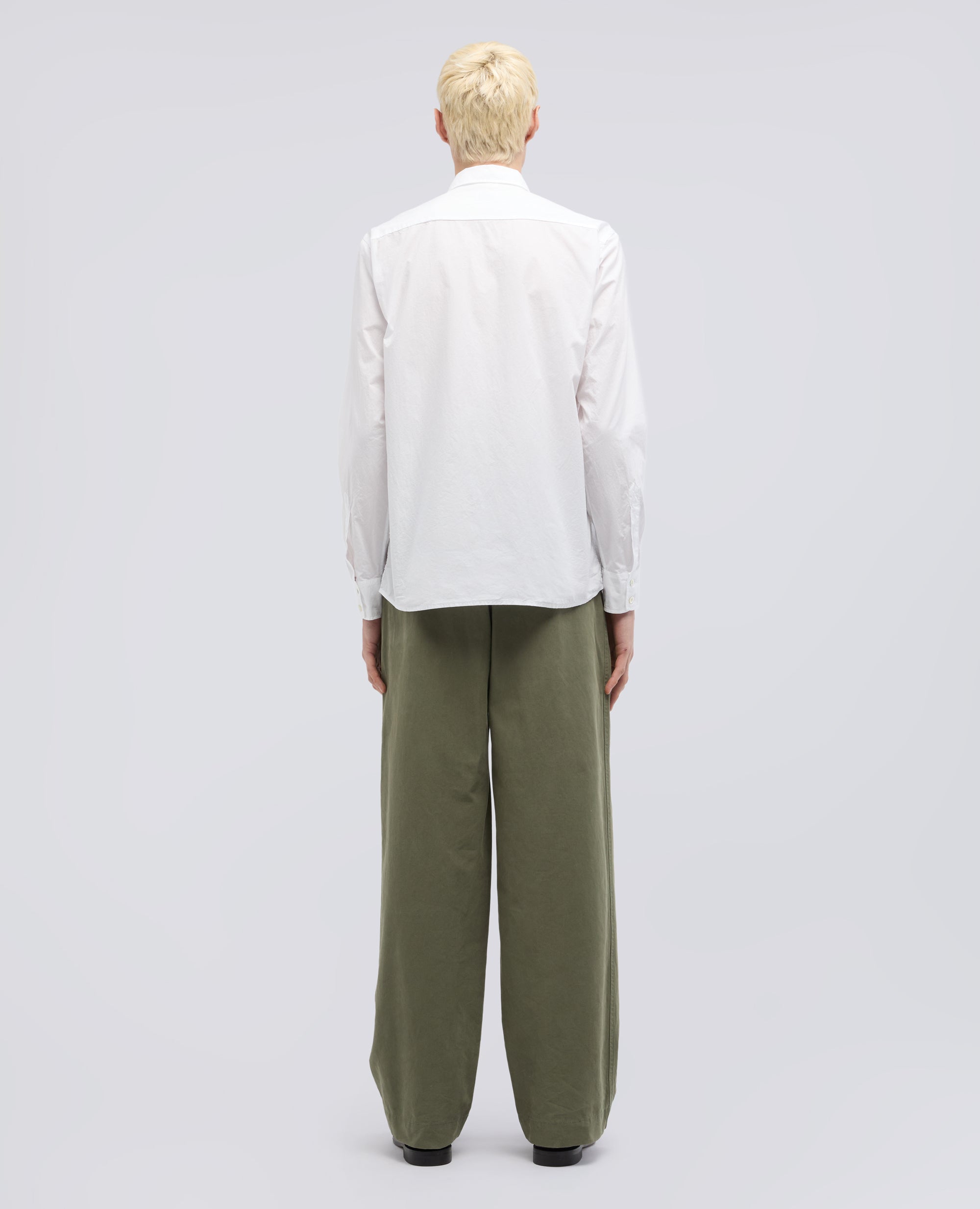 CAMICIA IN POPELINE DI COTONE TINTO CAPO-BIANCO-WHITE-BLANCO-WEISS-BLANC