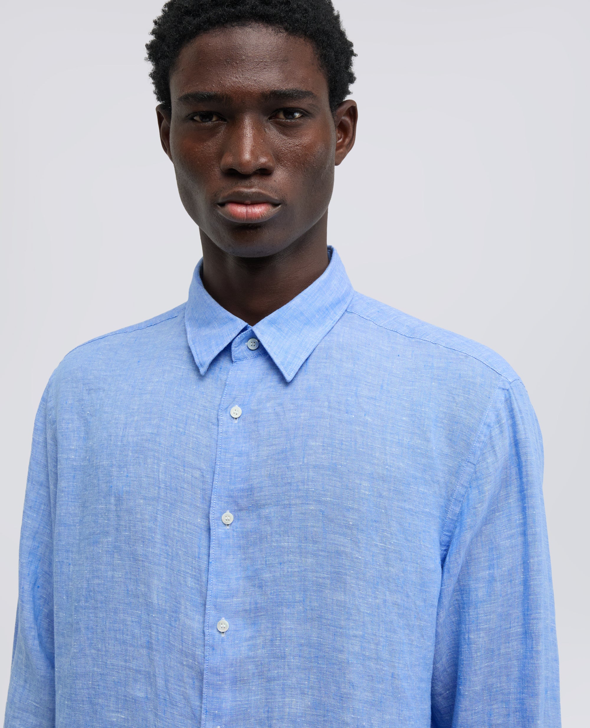 CAMICIA COMMA IN LINO DELAVE-AZZURRO-SKY BLUE-AZUL CLARO-HIMMELBLAU-BLEU CIEL