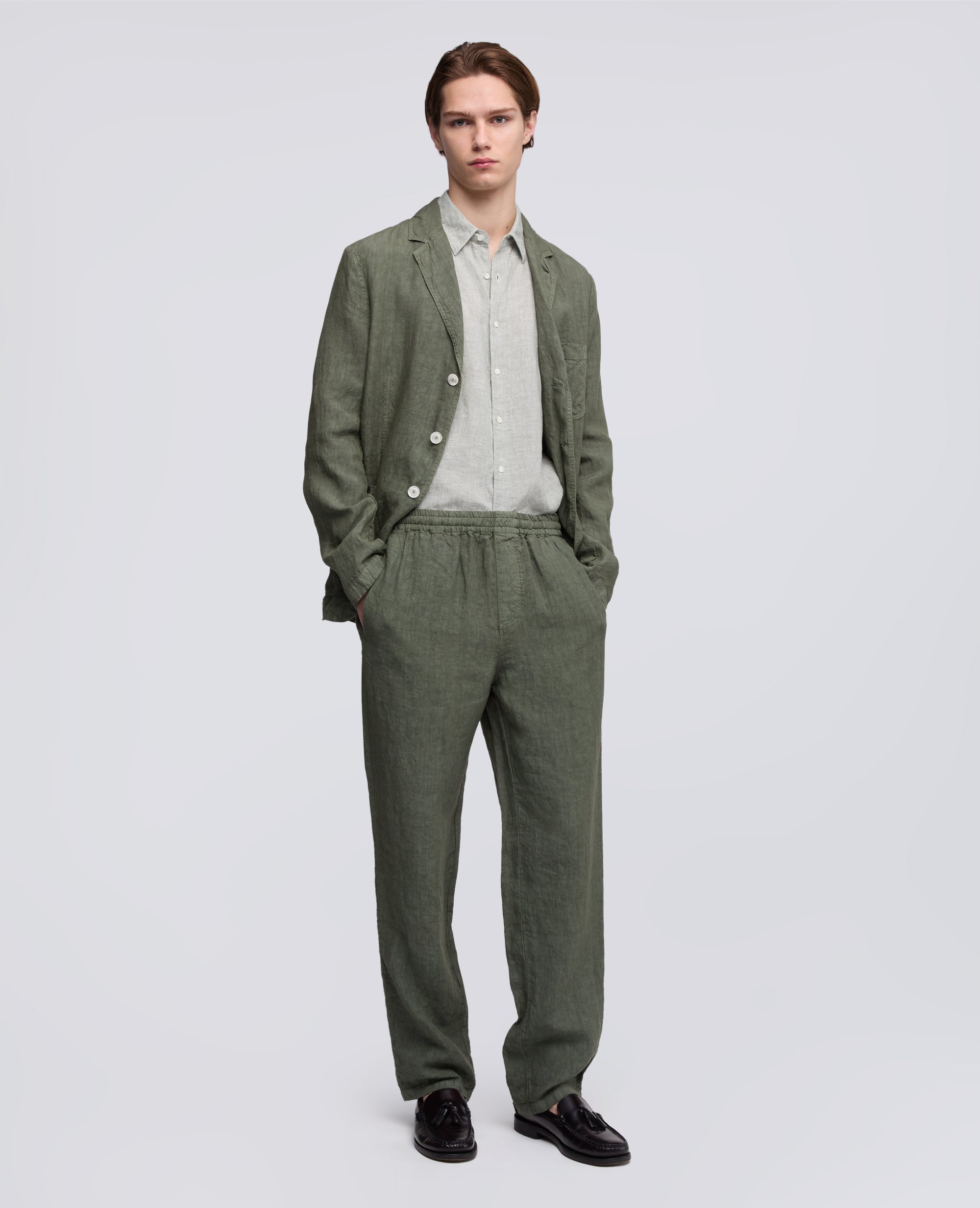 CAMICIA COMMA IN LINO DELAVE-SALVIA-SAGE GREEN-ARENA-SALBEIGRUN-SAUGE