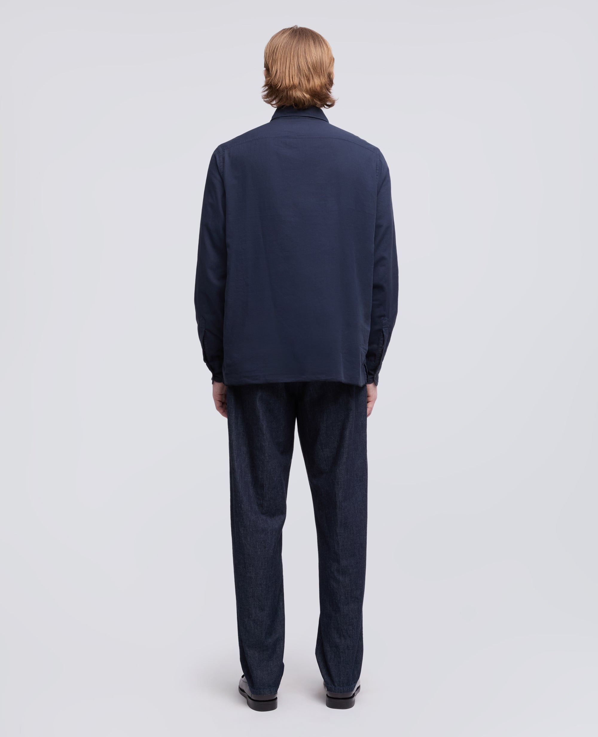 CAMICIA DOPPIA IN VOILE DI COTONE-NAVY-NAVY-AZUL MARINO-NAVY-NAVY