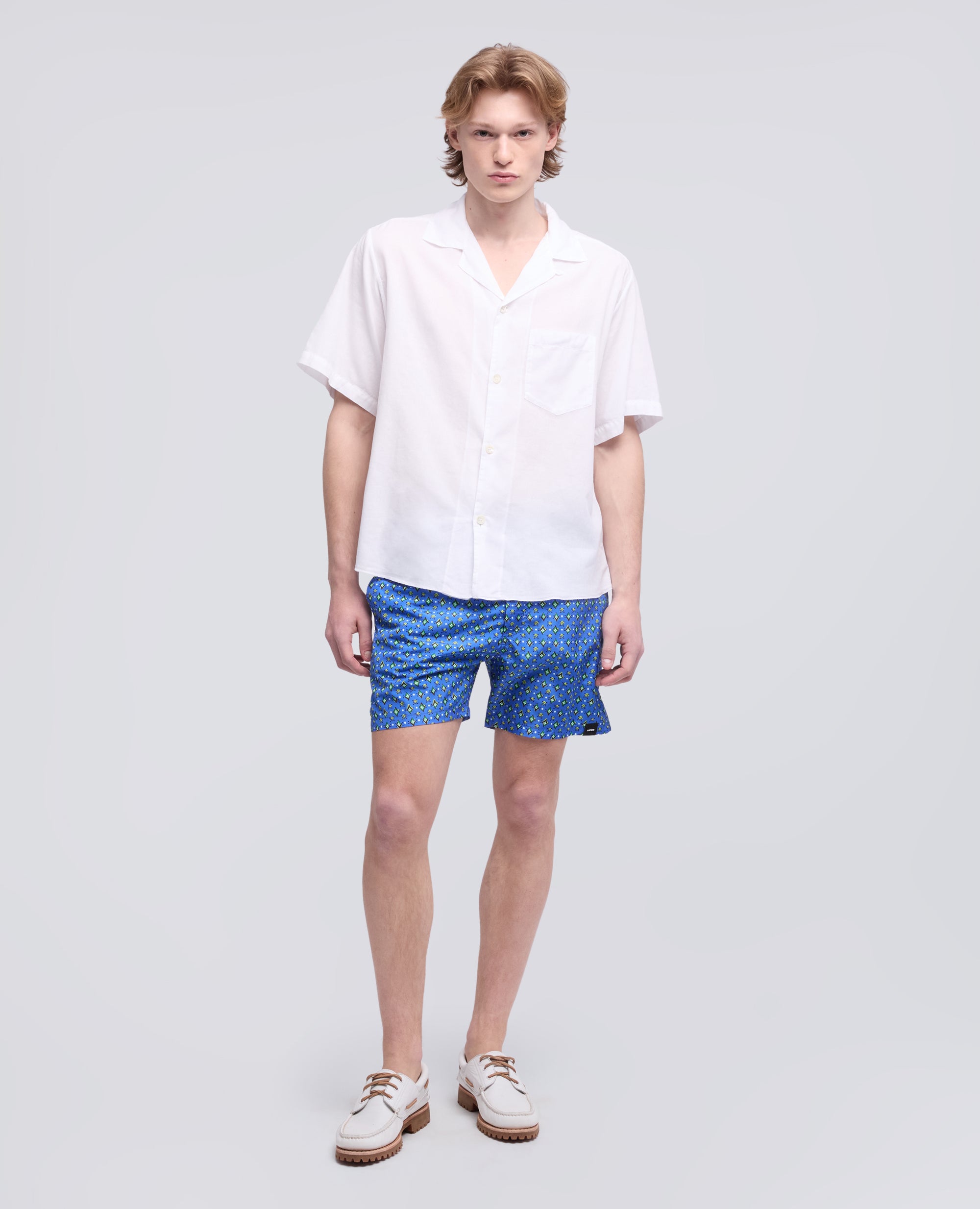 CAMICIA BOWLING IN POPELINE DI COTONE-BIANCO-WHITE-BLANCO-WEISS-BLANC