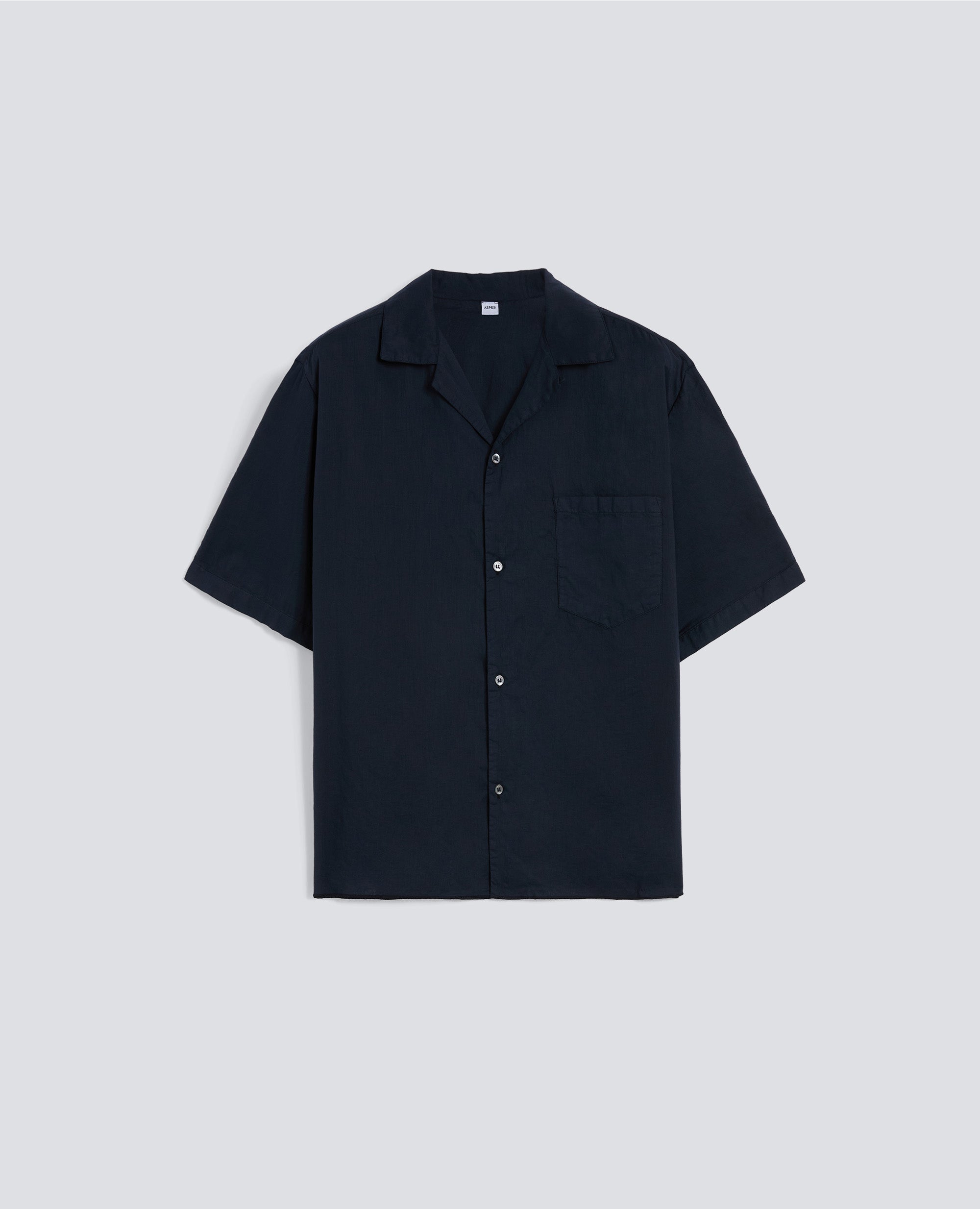 CAMICIA BOWLING IN POPELINE DI COTONE-NAVY-NAVY-AZUL MARINO-NAVY-NAVY