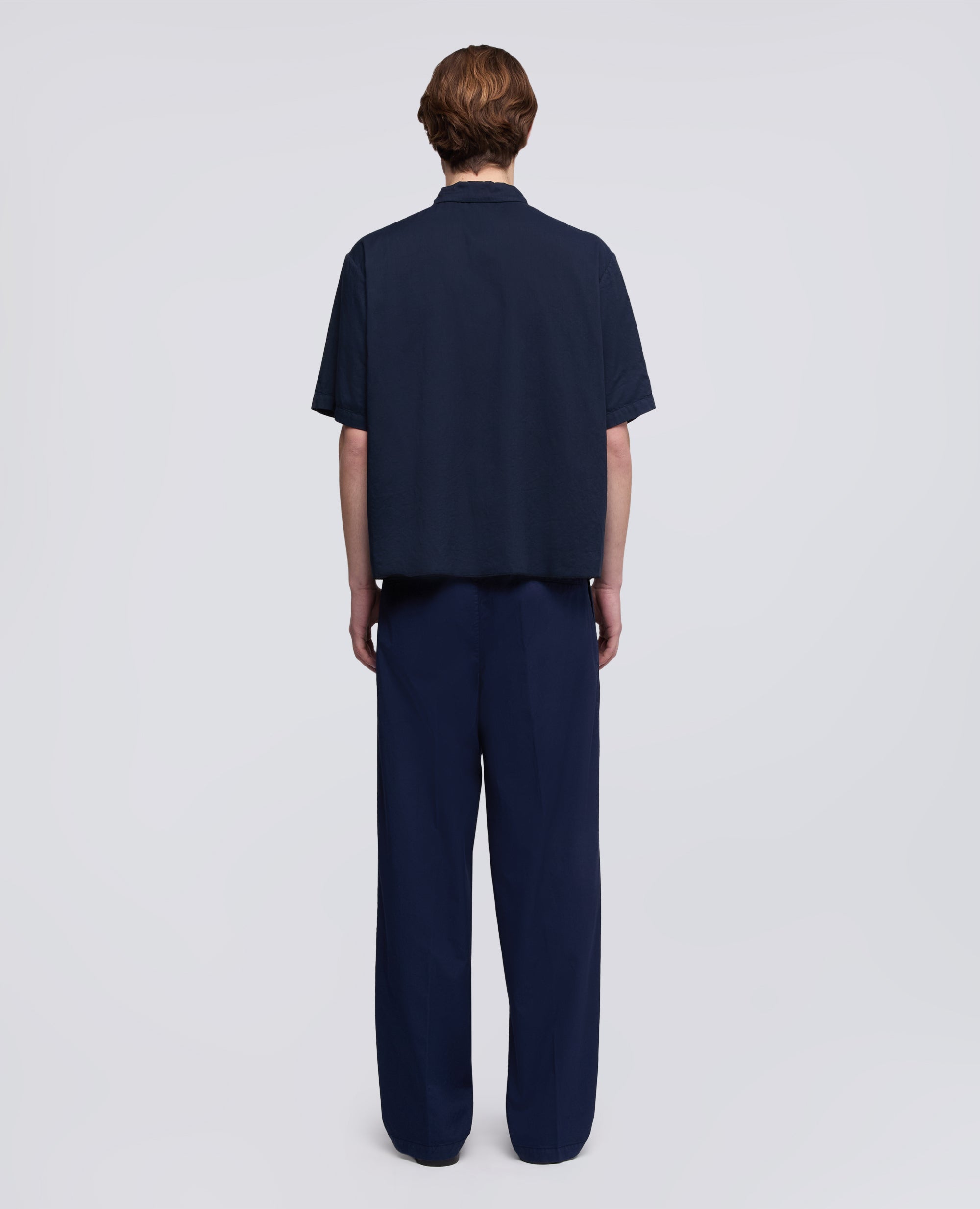 CAMICIA BOWLING IN POPELINE DI COTONE-NAVY-NAVY-AZUL MARINO-NAVY-NAVY