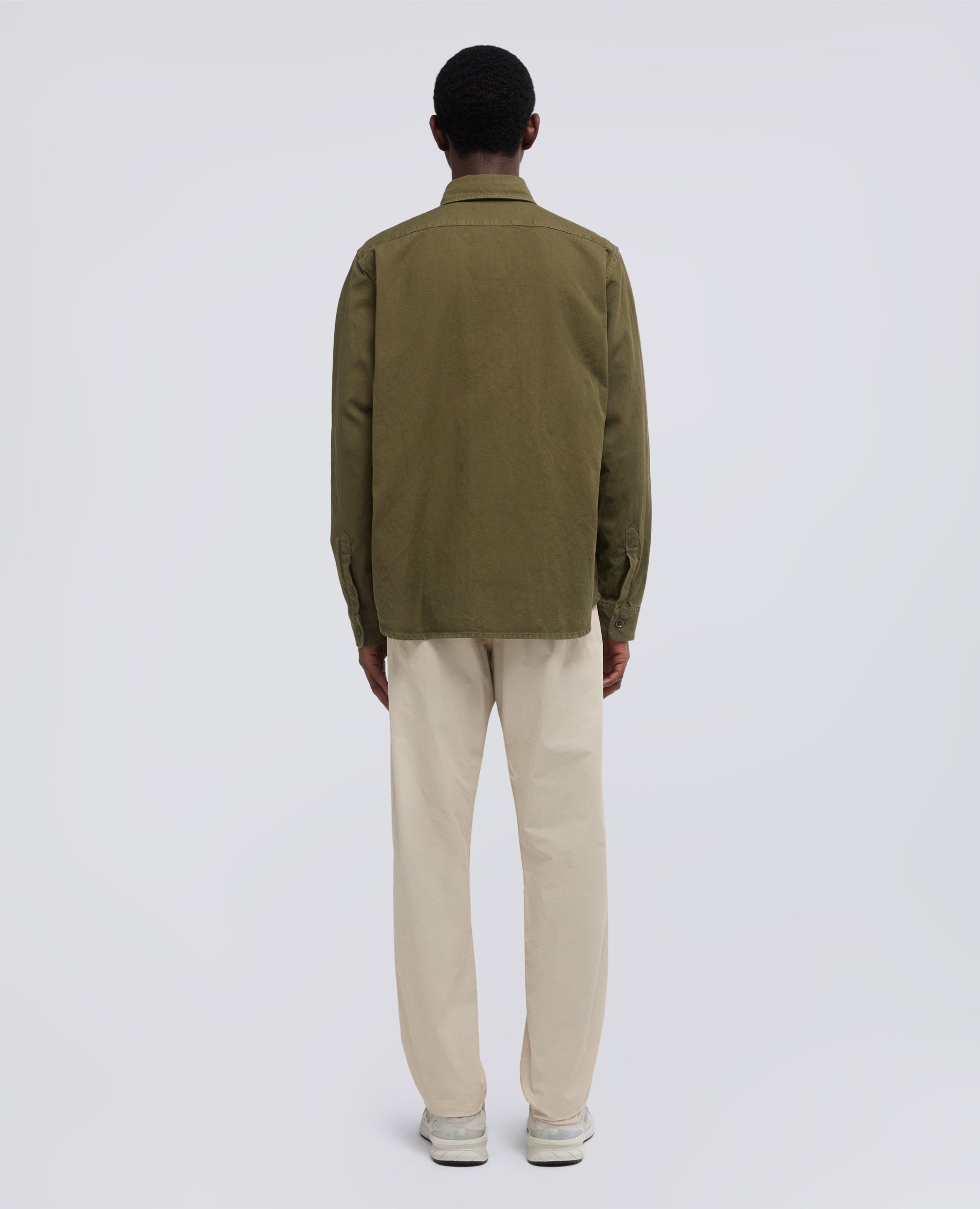 CAMICIA UTILITY IN GABARDINA DI COTONE-LINO-MILITARE-MILITARY-MILITAR-MILITAR-MILITAIRE