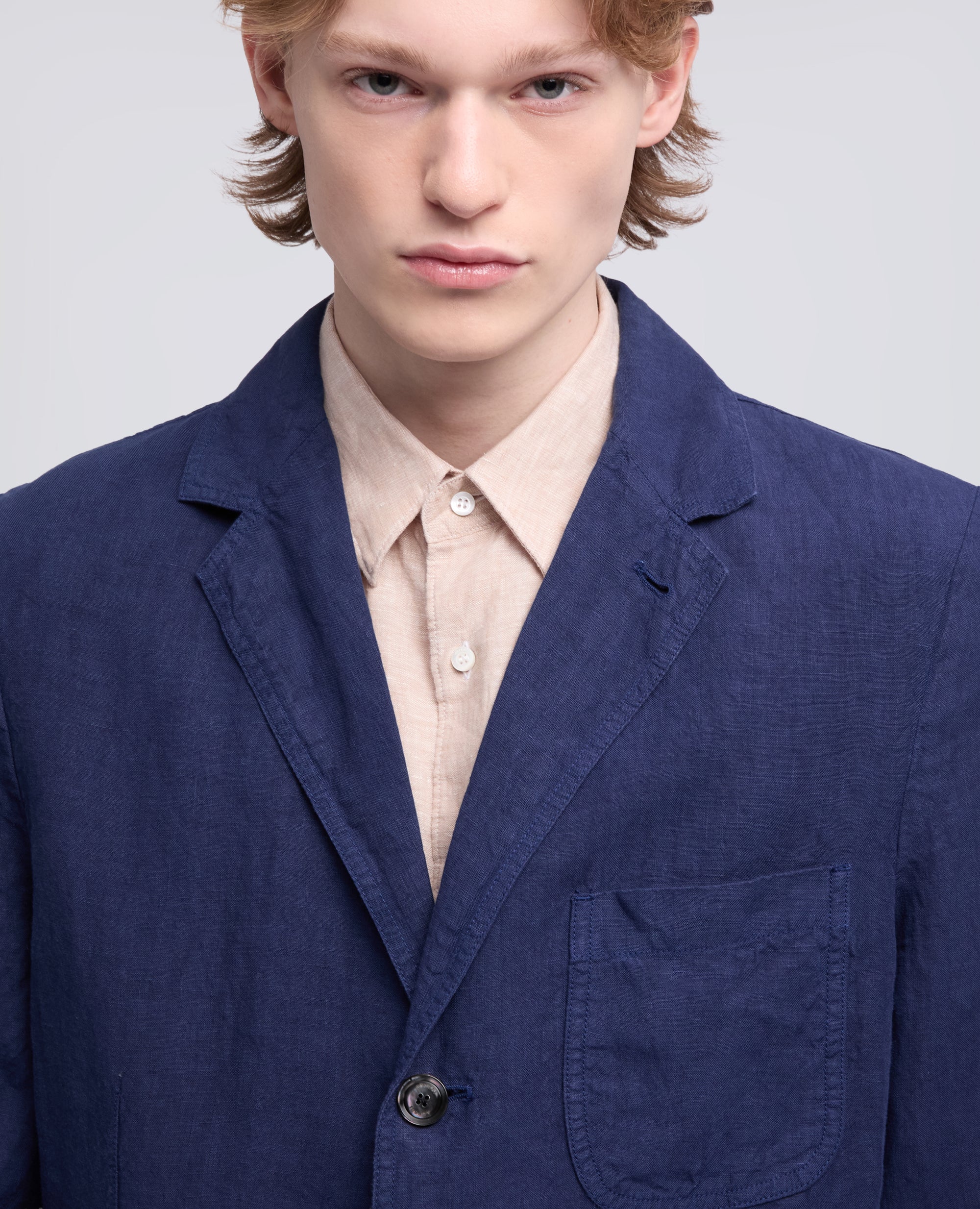 BLAZER SFODERATO IN LINO-BLUETTE-LIGHT BLUE-AZUL CLARO-HELLBLAU-BLEU