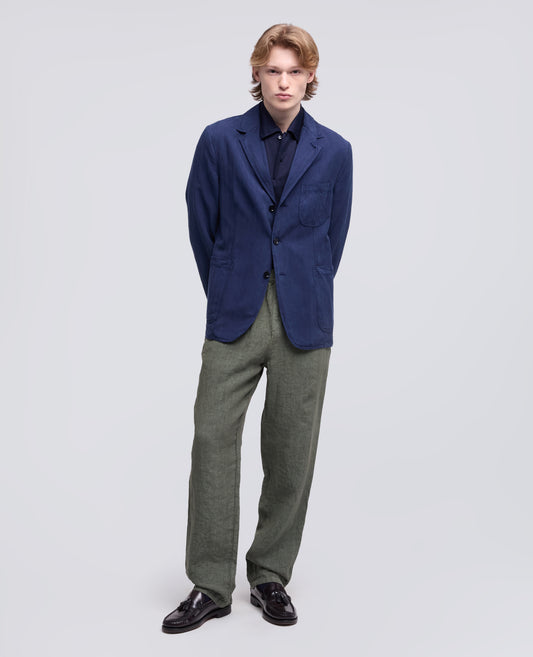 BLAZER SAMURAKI IN SPINA PESCE DI LYOCELL-LINO E COTONE  TINTO CAPO-BLUETTE-LIGHT BLUE-AZUL CLARO-HELLBLAU-BLEU