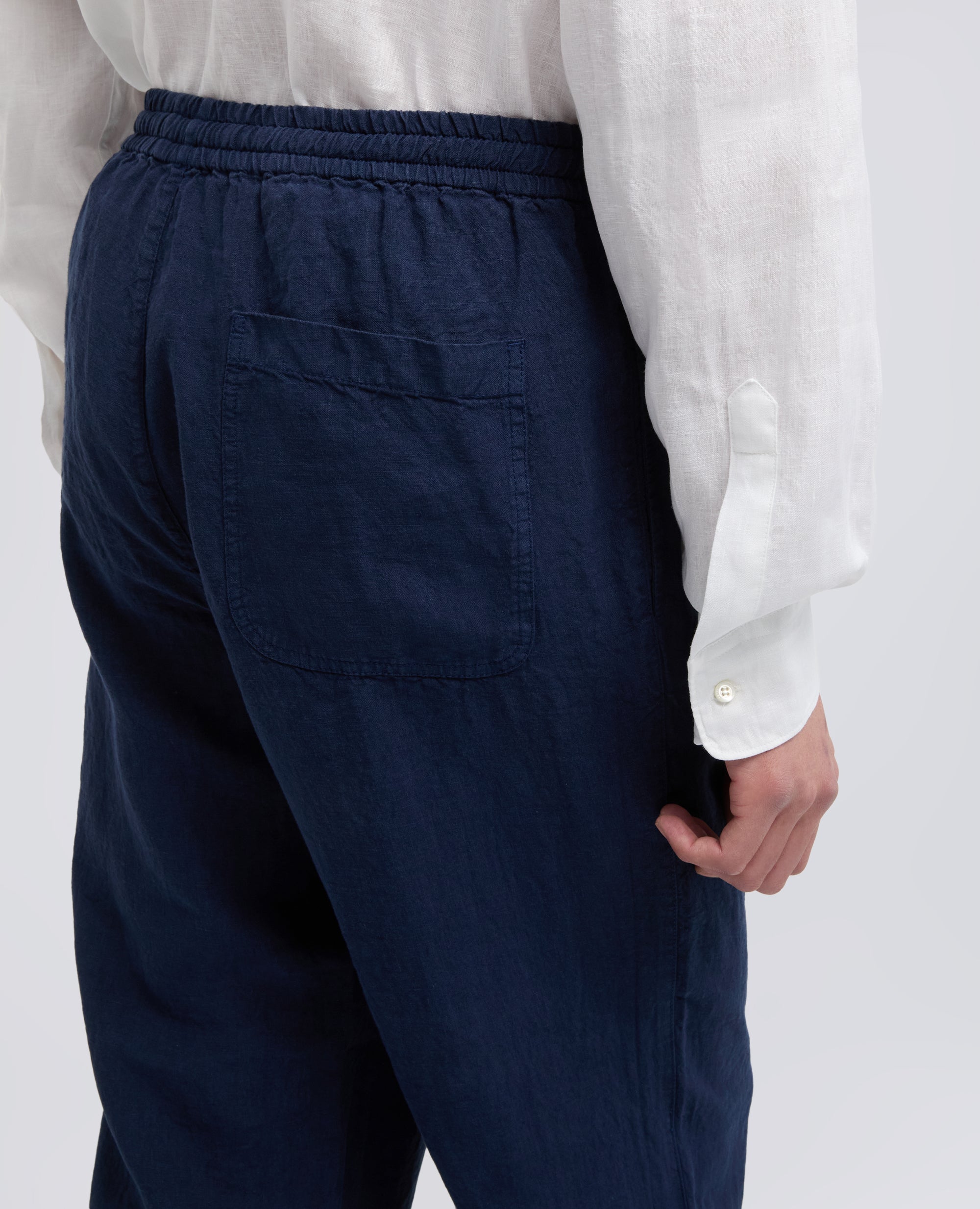 PANTALONE VENTURA IN TELA DI LINO COMPATTA TINTO CAPO-BLUETTE-LIGHT BLUE-AZUL CLARO-HELLBLAU-BLEU