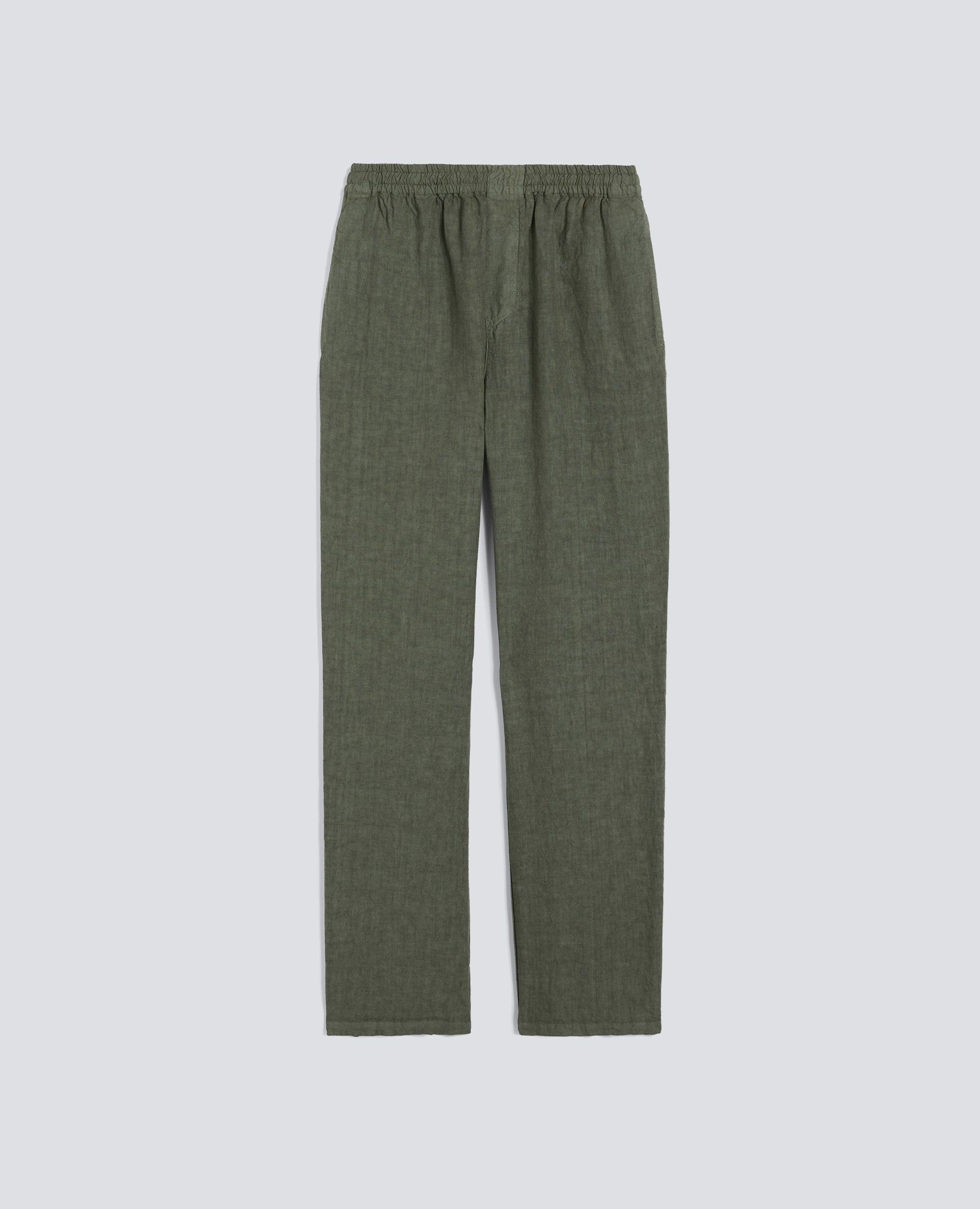 PANTALONE VENTURA IN TELA DI LINO COMPATTA TINTO CAPO-VERDE-GREEN-VERDE-GRUN-VERT