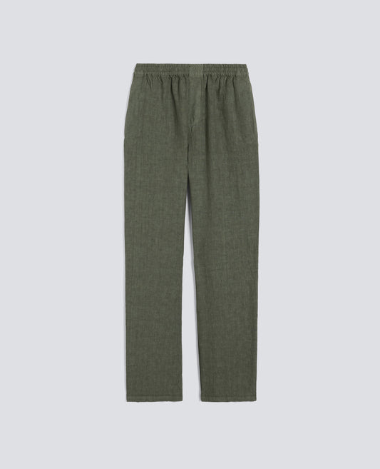 PANTALONE VENTURA IN TELA DI LINO COMPATTA TINTO CAPO-VERDE-GREEN-VERDE-GRUN-VERT