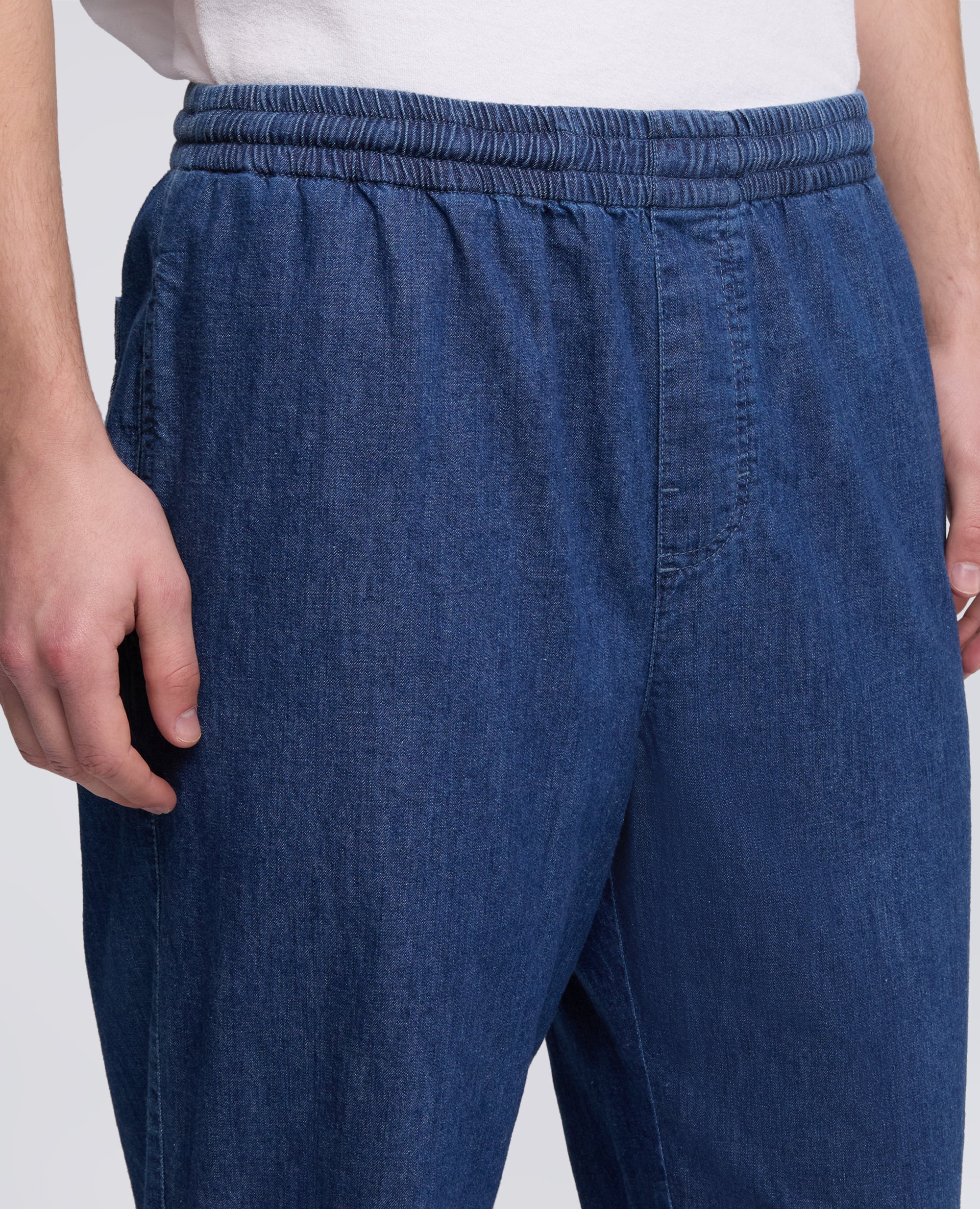 PANTALONE IN SEERSUCKER DI COTONE E LINO-DENIM-DENIM-DENIM-DENIM-DENIM
