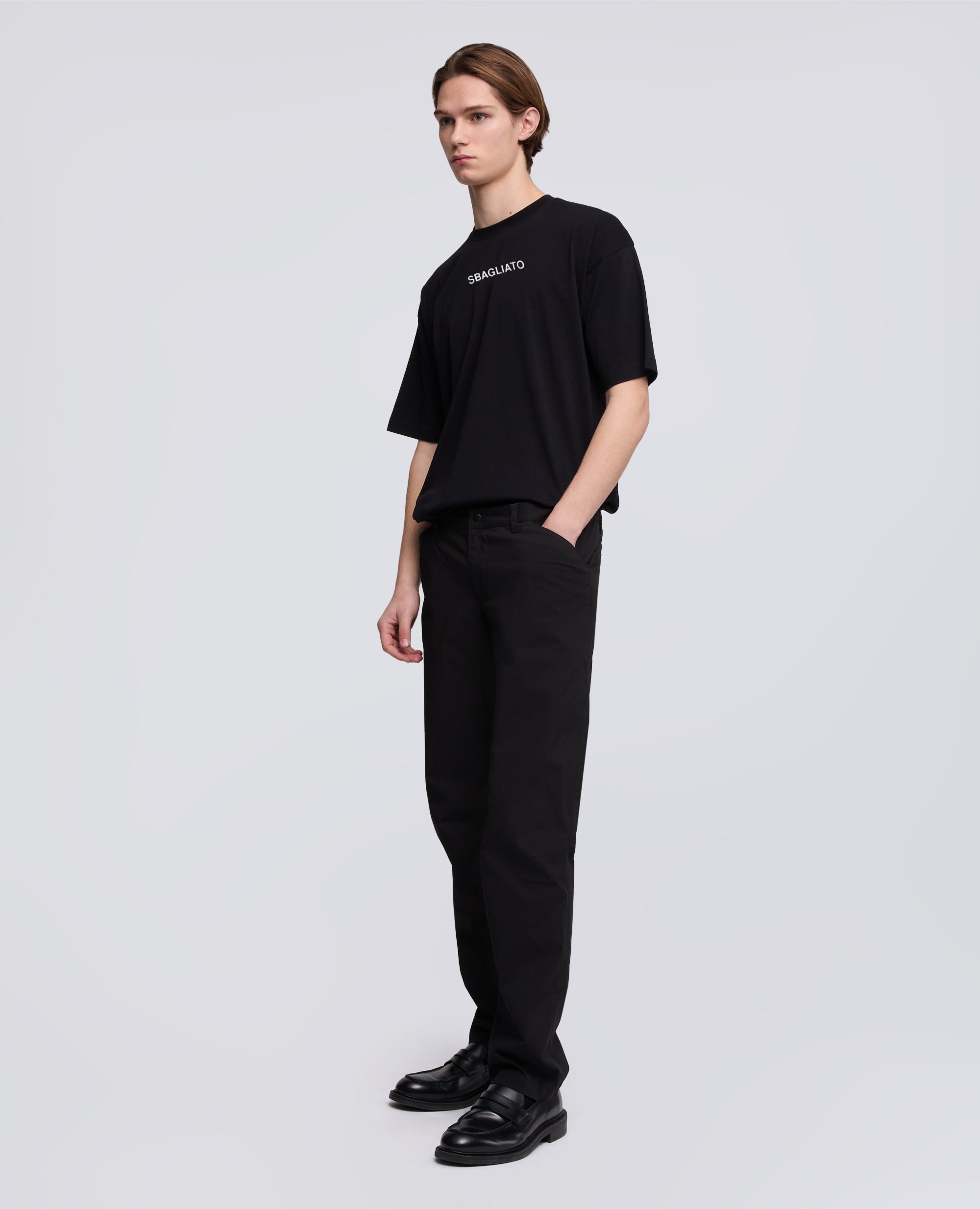 PANTALONE DA TREKKING RIVISITATO IN POPELINE DI COTONE-NERO-BLACK-NEGRO-SCHWARZ-NOIR