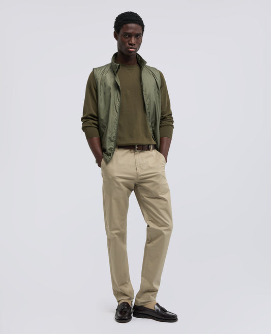 PANTALONE CHINO IN GABARDINA DI COTONE E LINO-COLONIALE-COLONIAL BEIGE-COLONIAL-KOLONIALBEIGE-COLONIAL