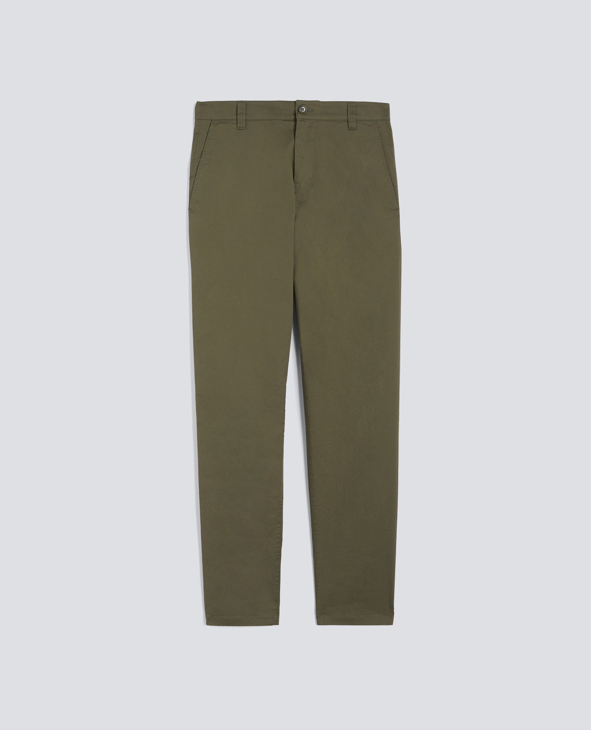PANTALONE CHINO IN GABARDINA DI COTONE E LINO-MILITARE-MILITARY-MILITAR-MILITAR-MILITAIRE