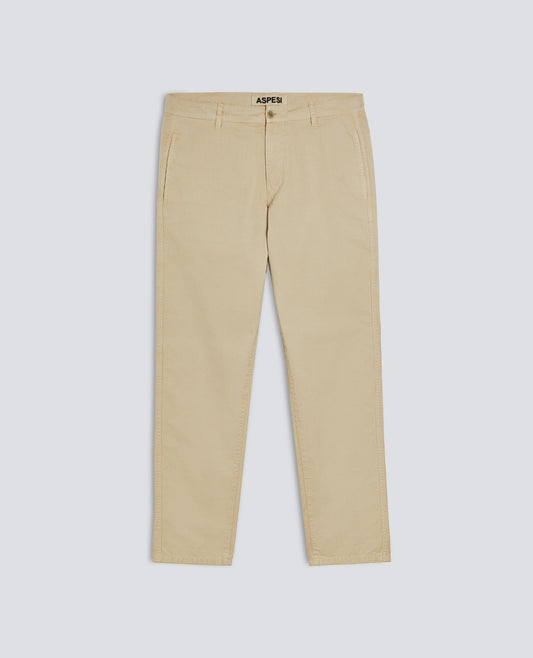 PANTALONE CHINO IN GABARDINA DI COTONE-BEIGE-BEIGE-BEIS-BEIGE-BEIGE