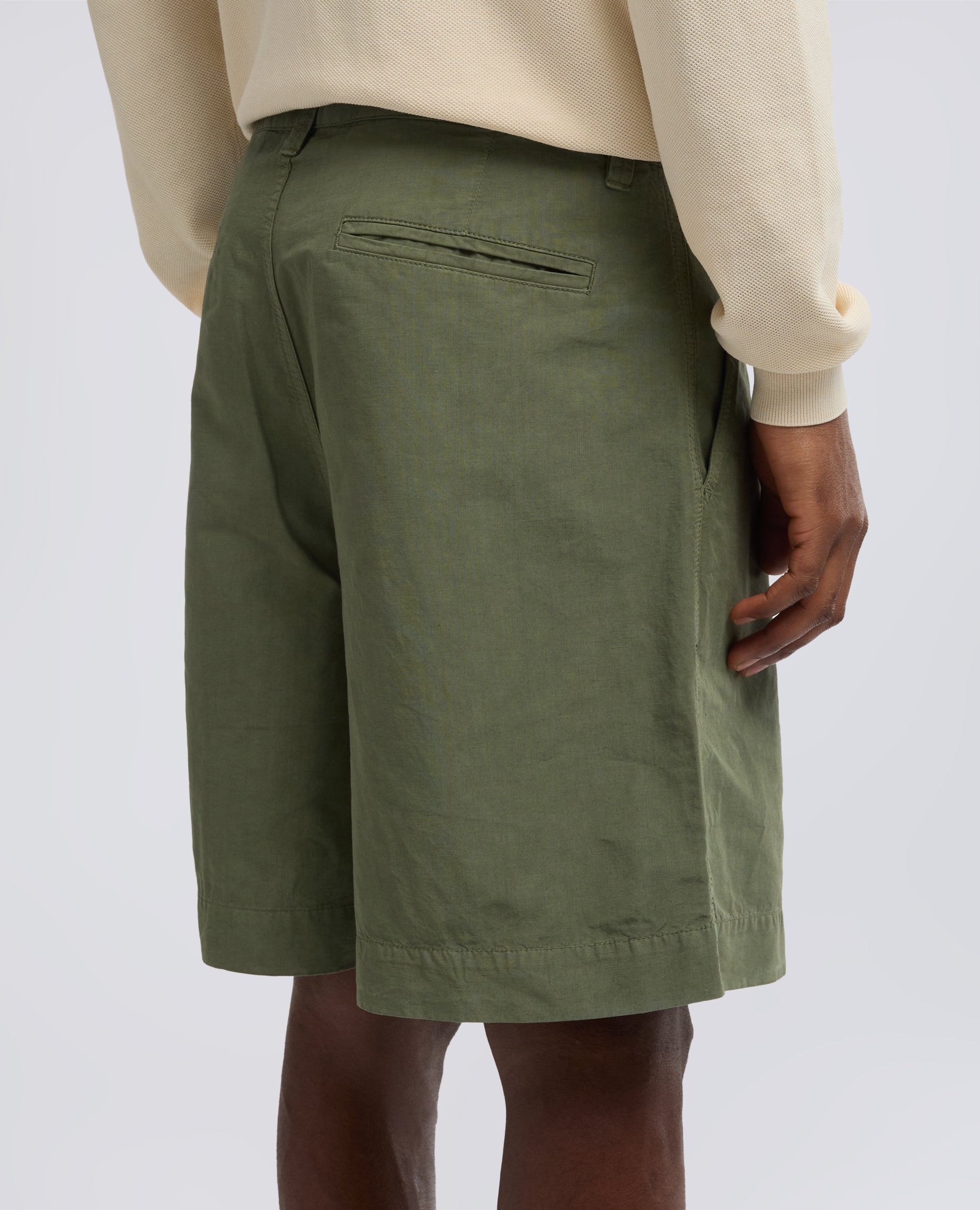 BERMUDA IN COTONE LINO FIAMMATO-VERDE-GREEN-VERDE-GRUN-VERT