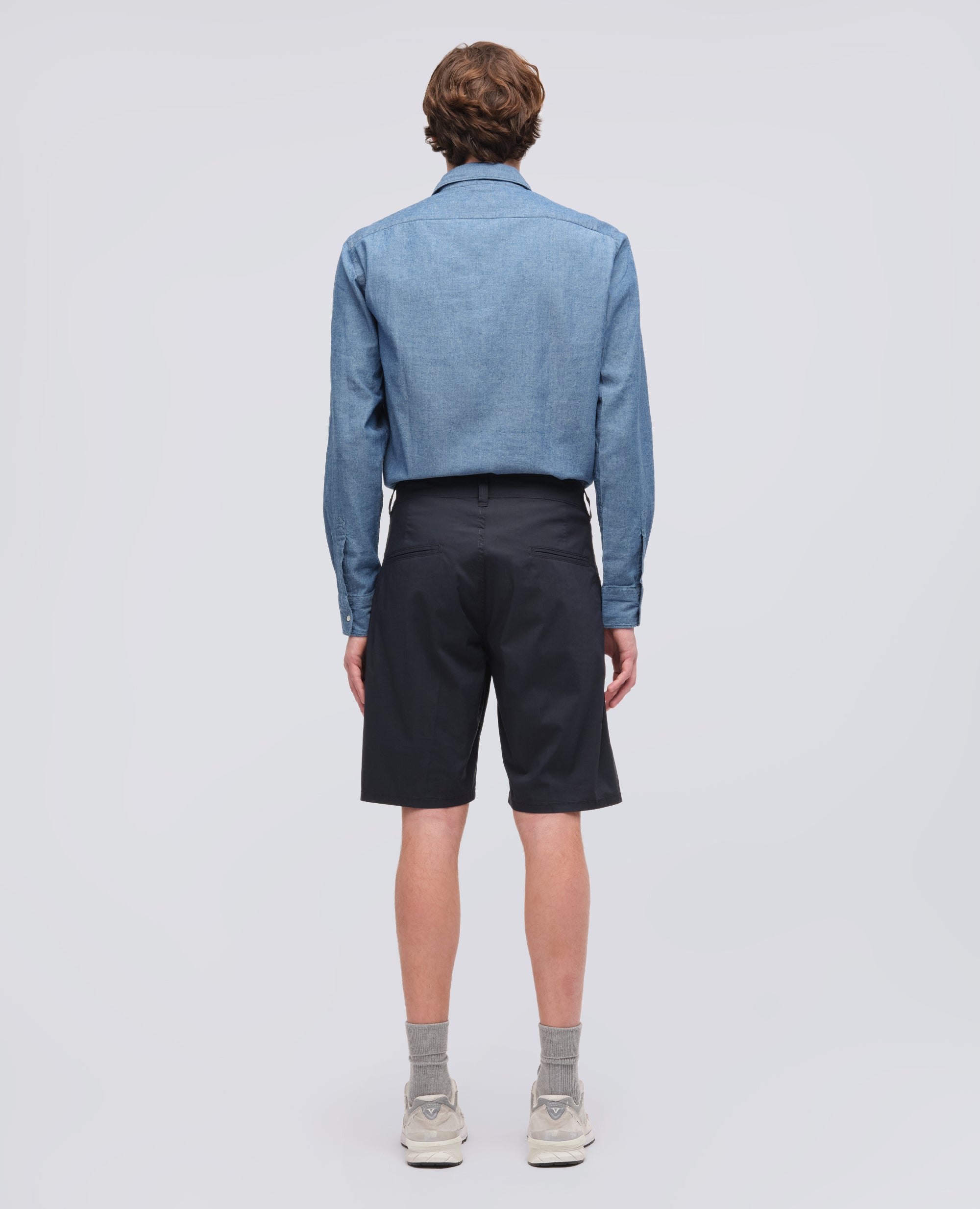 BERMUDA CHINO IN POPELINE DI COTONE E NYLON-NAVY-NAVY-AZUL MARINO-NAVY-NAVY