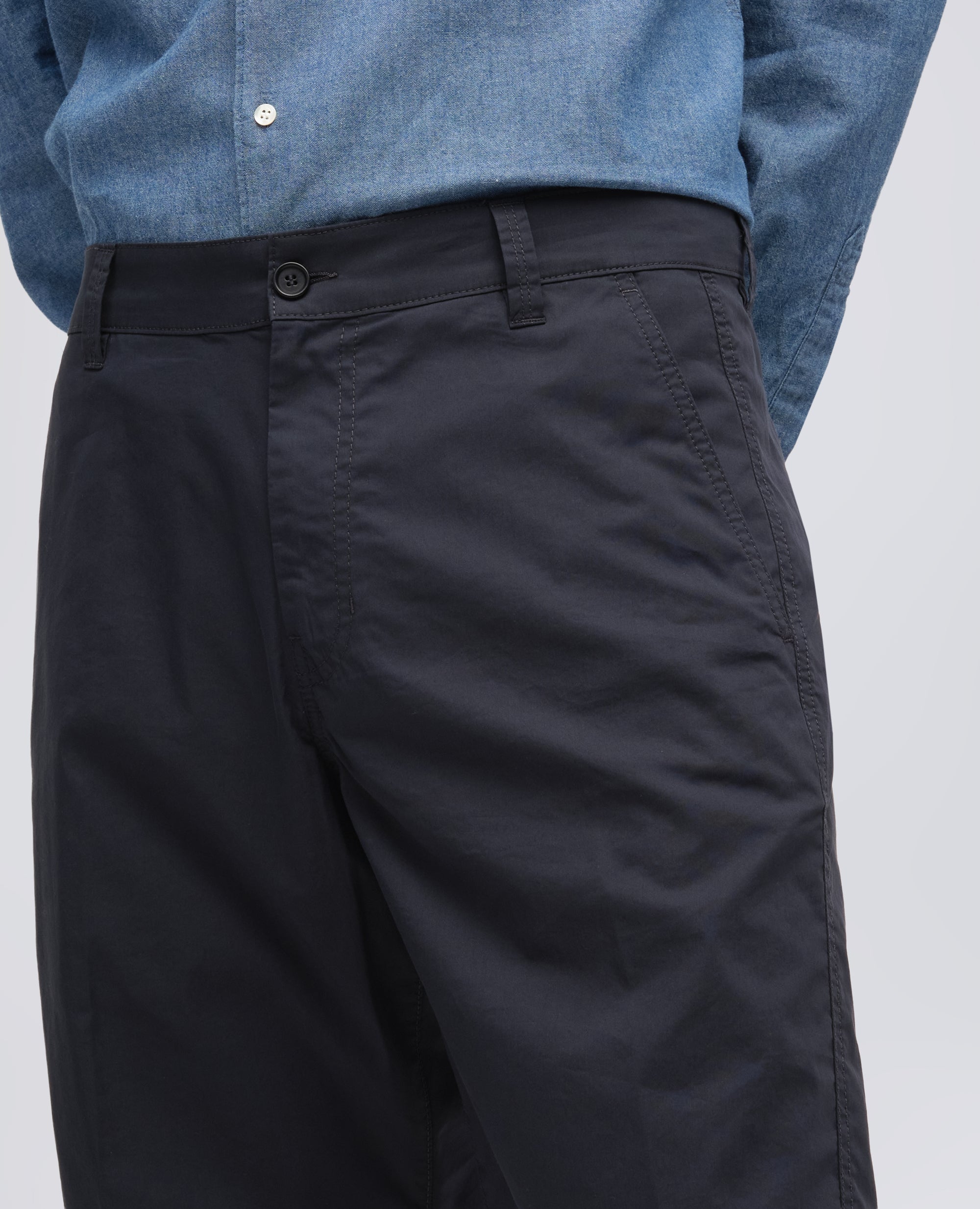 BERMUDA CHINO IN POPELINE DI COTONE E NYLON-NAVY-NAVY-AZUL MARINO-NAVY-NAVY