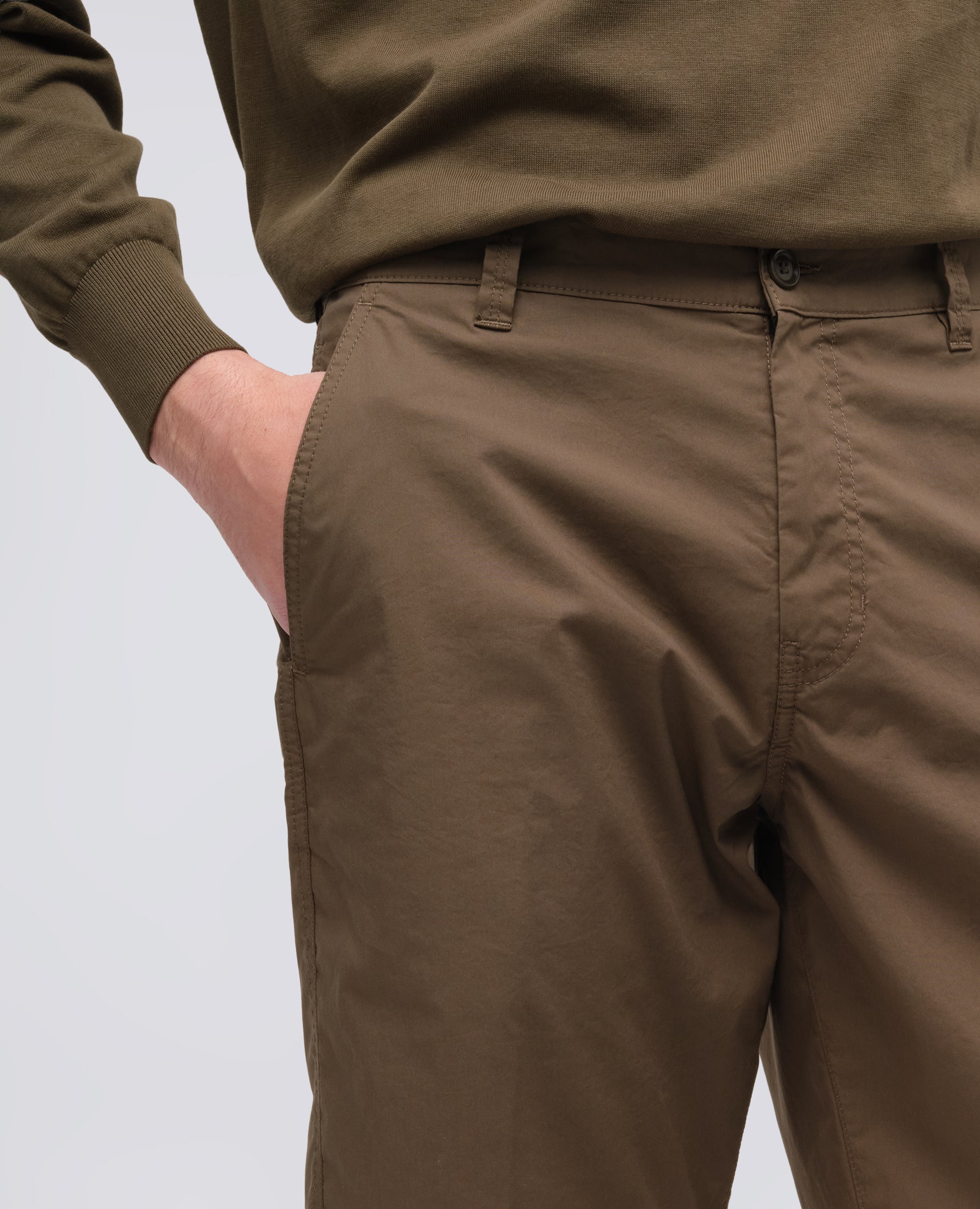 BERMUDA CHINO IN POPELINE DI COTONE E NYLON-MILITARE-MILITARY-MILITAR-MILITAR-MILITAIRE