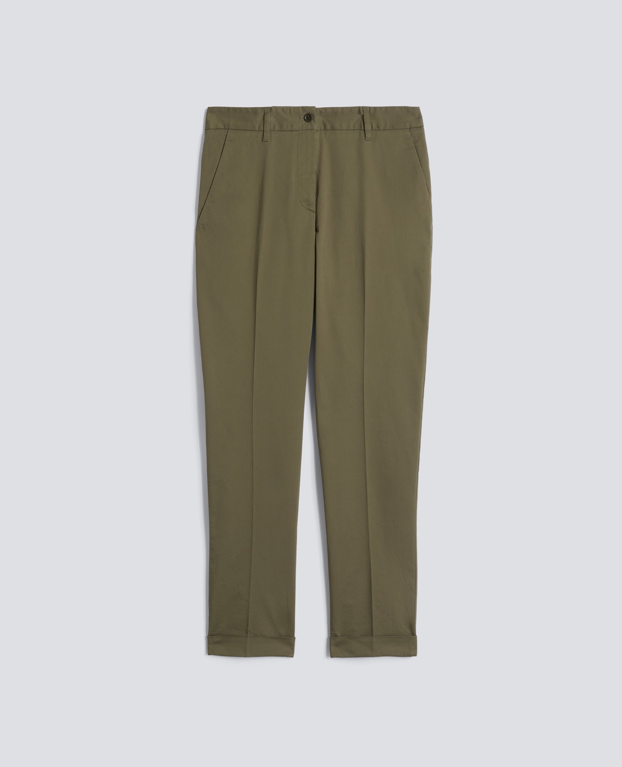 PANTALONE IN TWILL DI COTONE STRETCH-MILITARE-MILITARY-MILITAR-MILITAR-MILITAIRE