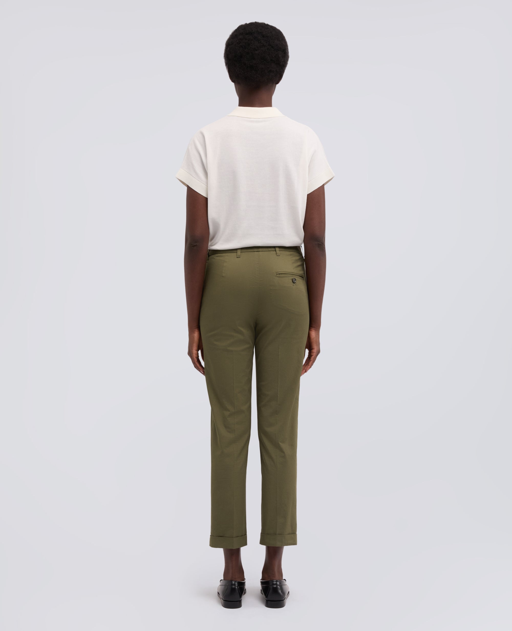 PANTALONE IN TWILL DI COTONE STRETCH-MILITARE-MILITARY-MILITAR-MILITAR-MILITAIRE