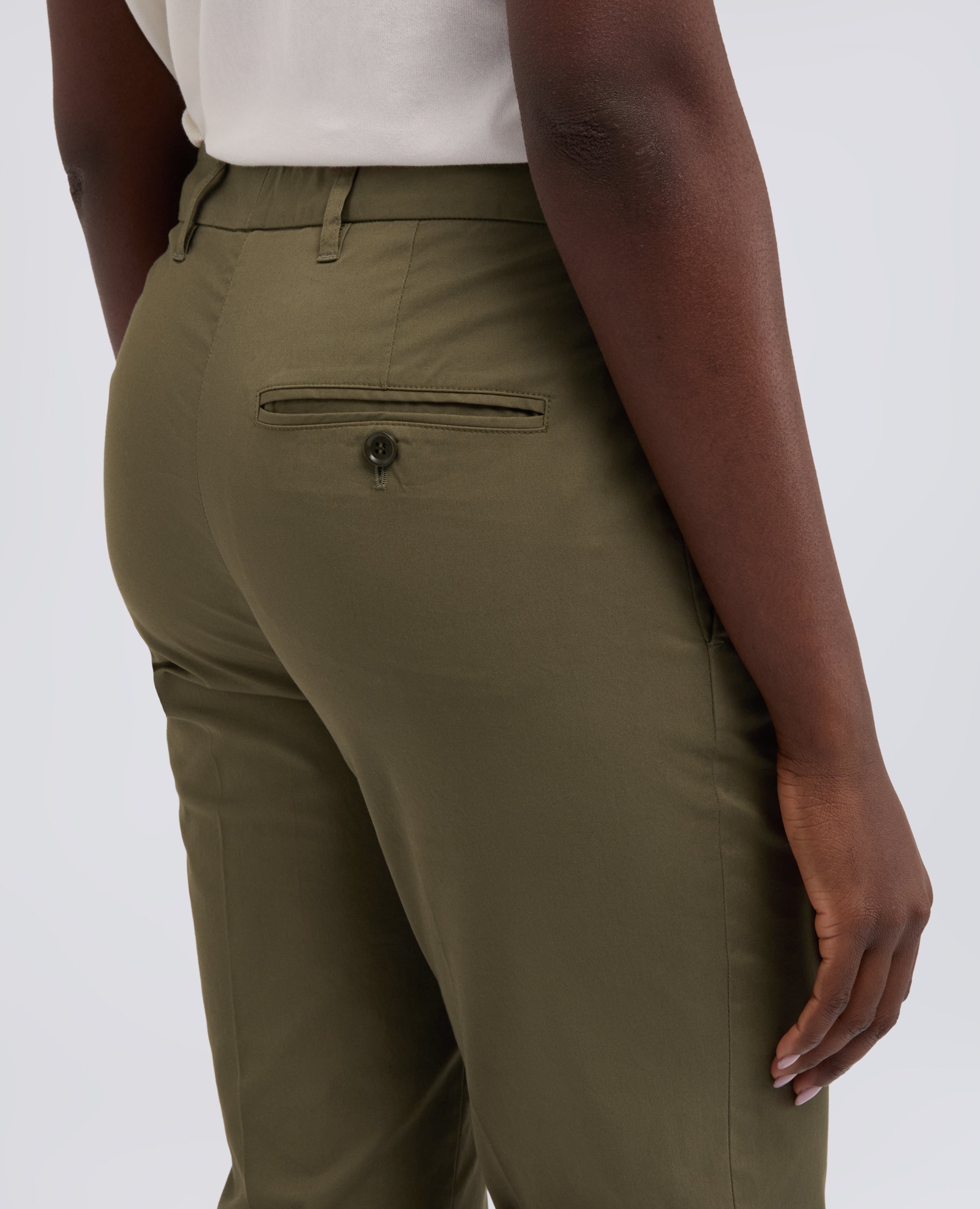 PANTALONE IN TWILL DI COTONE STRETCH-MILITARE-MILITARY-MILITAR-MILITAR-MILITAIRE