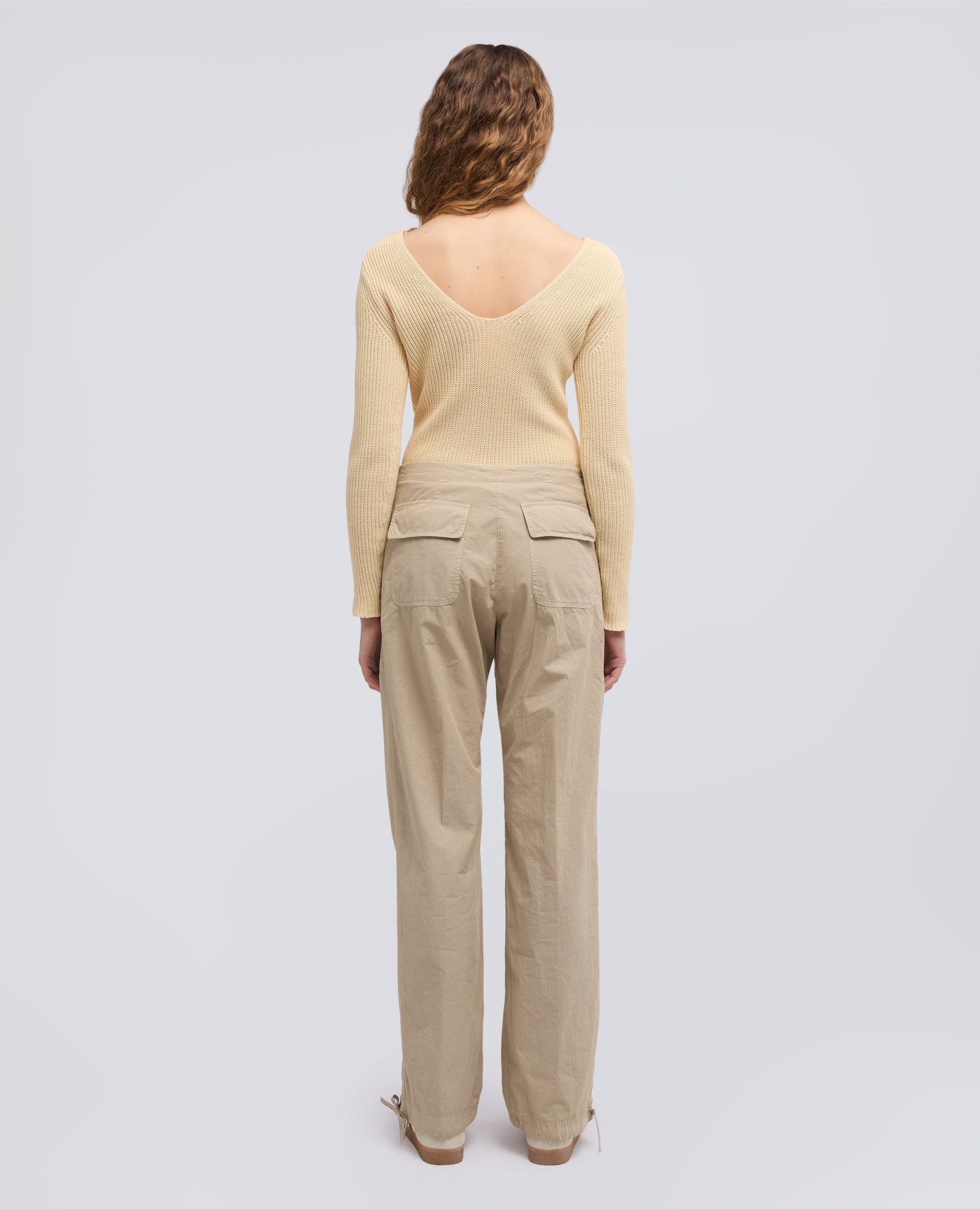 PANTALONE IN POPELINE COTONE TINTO CAPO-BEIGE-BEIGE-BEIS-BEIGE-BEIGE