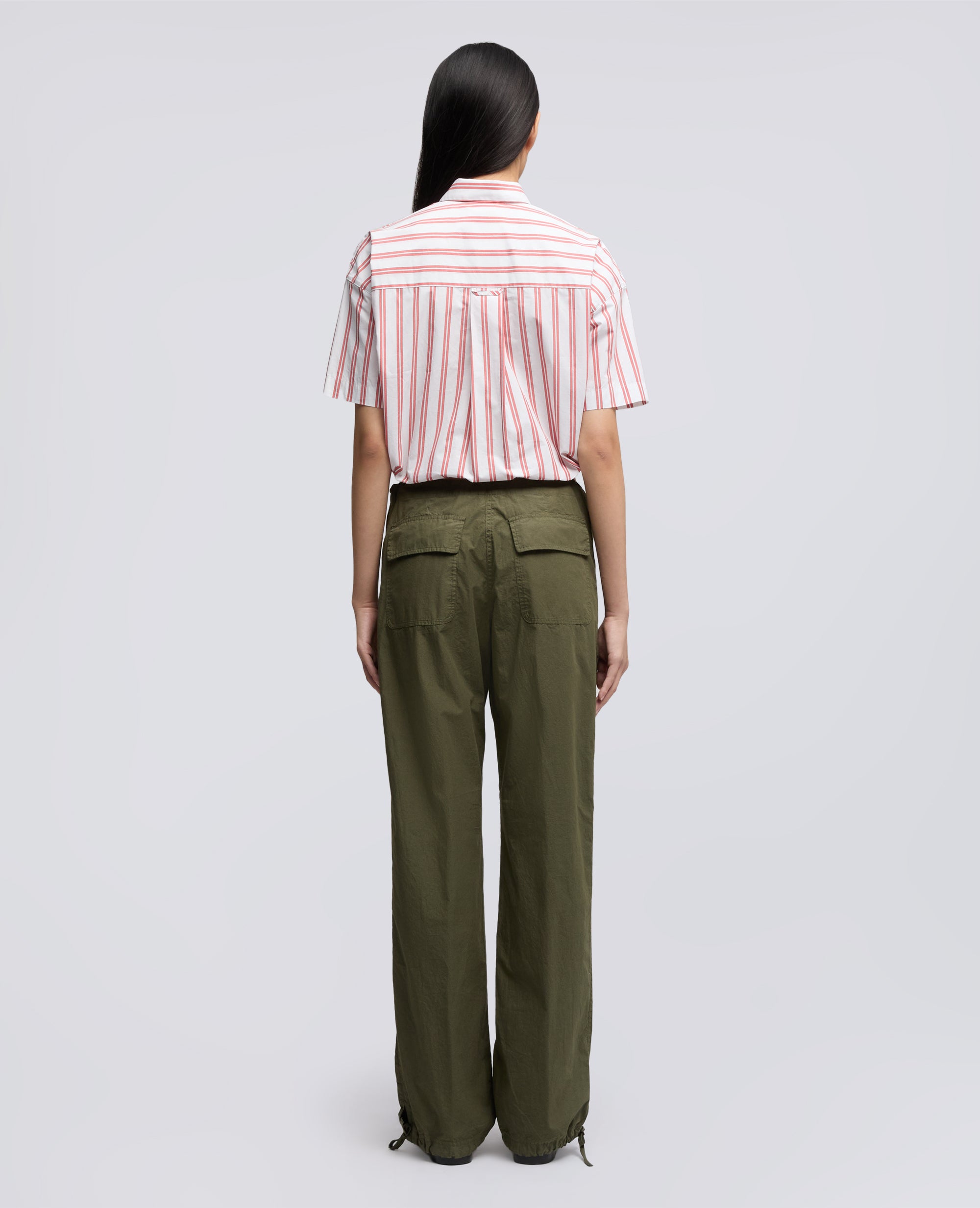 PANTALONE IN POPELINE COTONE TINTO CAPO-MILITARE-MILITARY-MILITAR-MILITAR-MILITAIRE