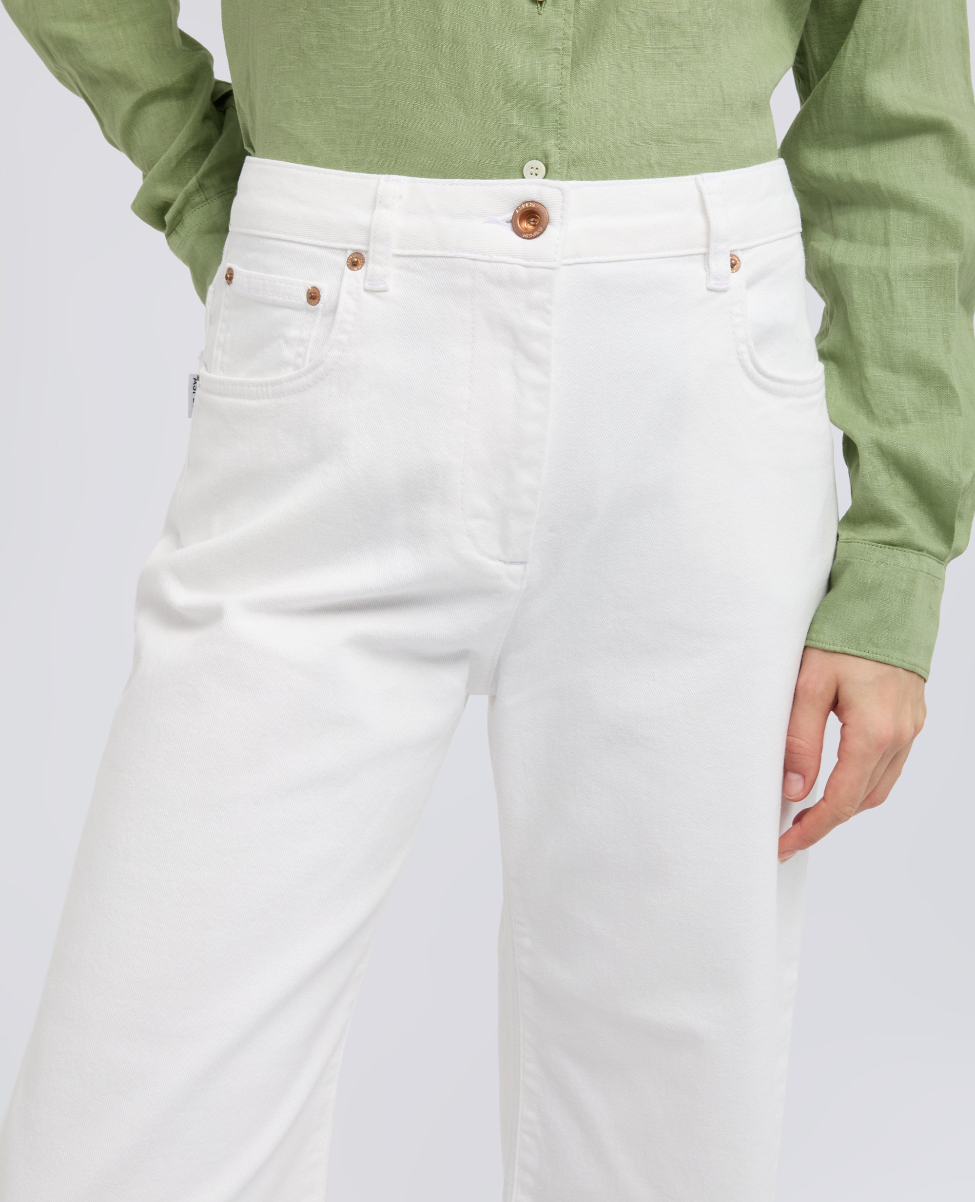 PANTALONE IN DENIM DI COTONE-BIANCO-WHITE-BLANCO-WEISS-BLANC