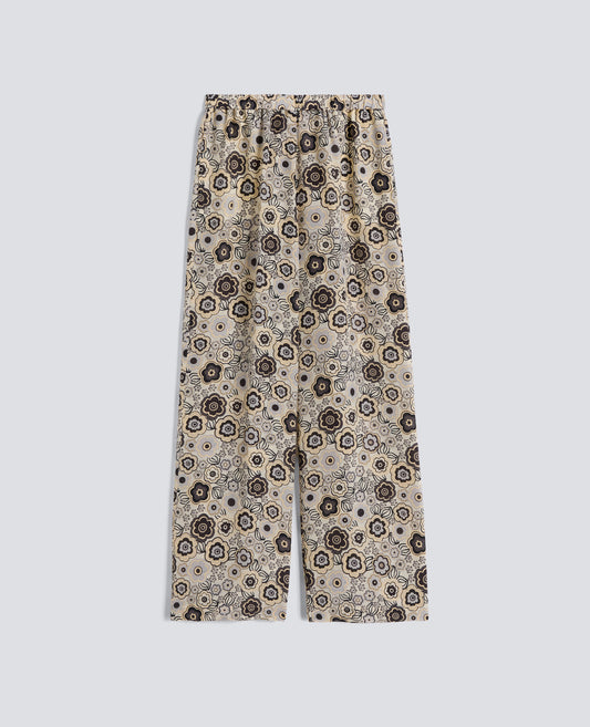 PANTALONE IN CREPE DE CHINE DI SETA-NATURALE-NATURAL-NATURAL-NATURLICH-NATUREL