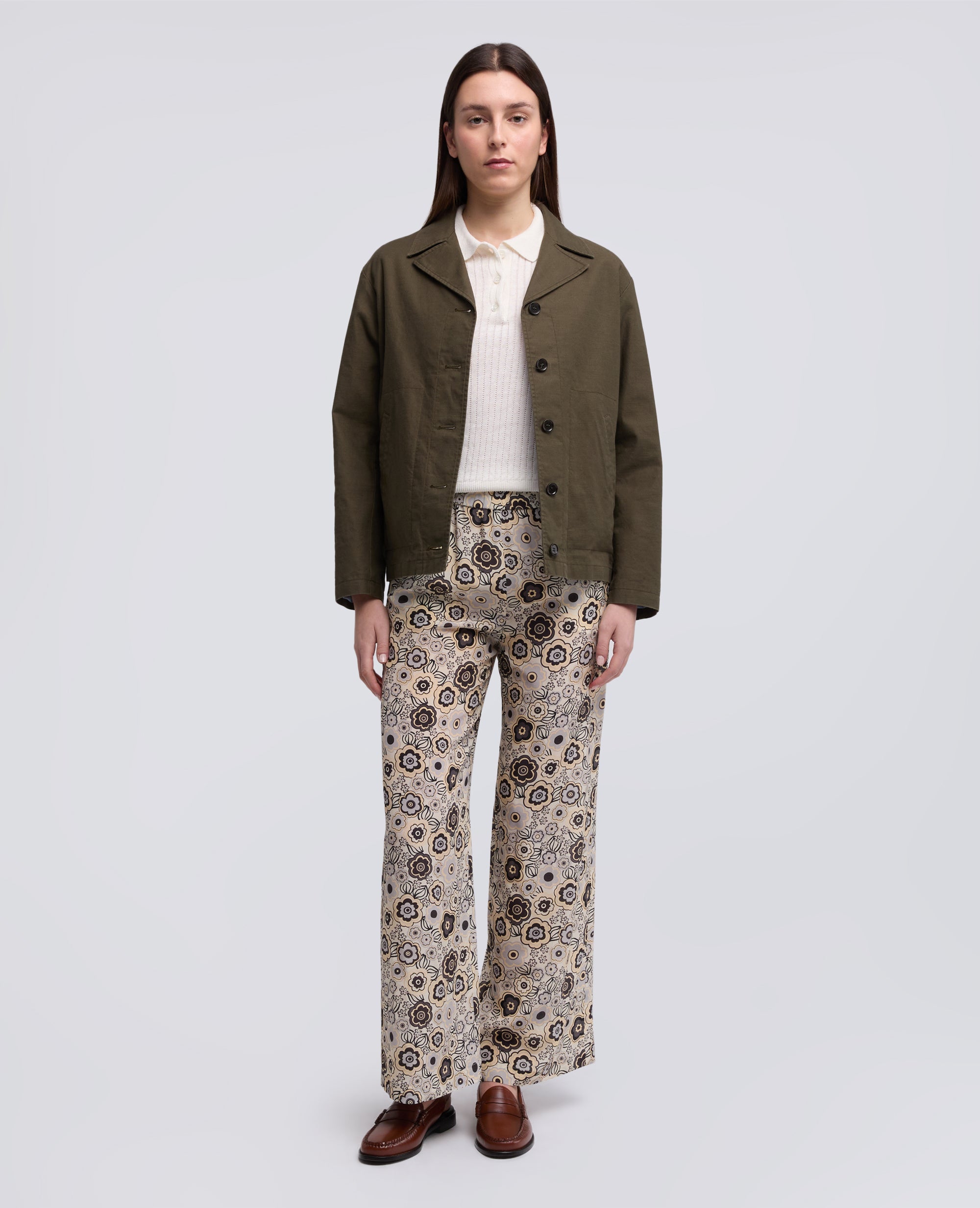 PANTALONE IN CREPE DE CHINE DI SETA-NATURALE-NATURAL-NATURAL-NATURLICH-NATUREL