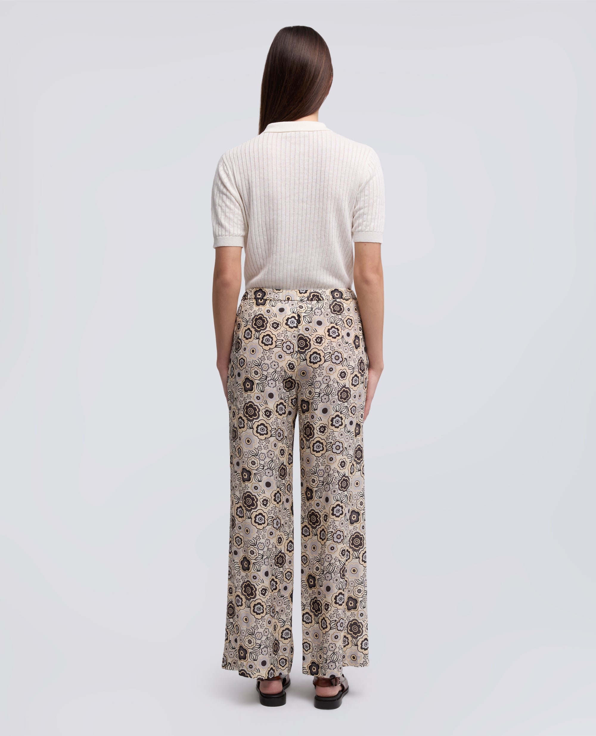 PANTALONE IN CREPE DE CHINE DI SETA-NATURALE-NATURAL-NATURAL-NATURLICH-NATUREL