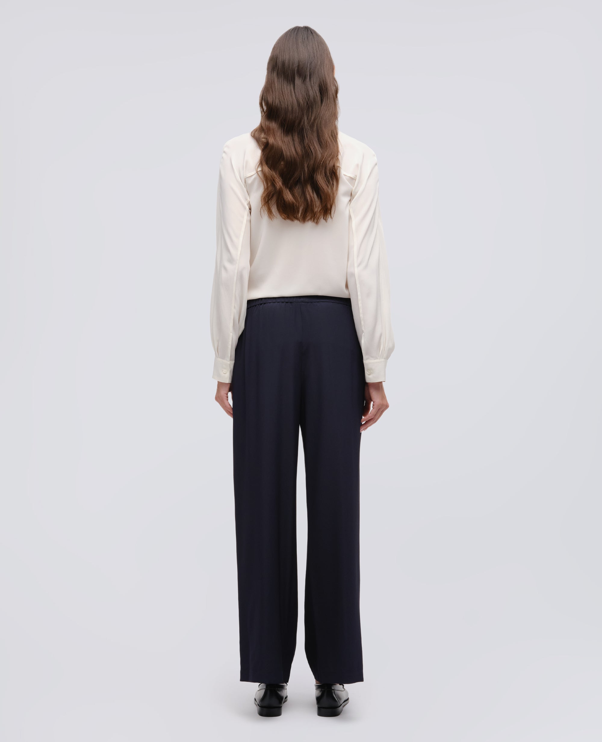 PANTALONE IN CREPE DE CHINE SETA-NAVY-NAVY-AZUL MARINO-NAVY-NAVY