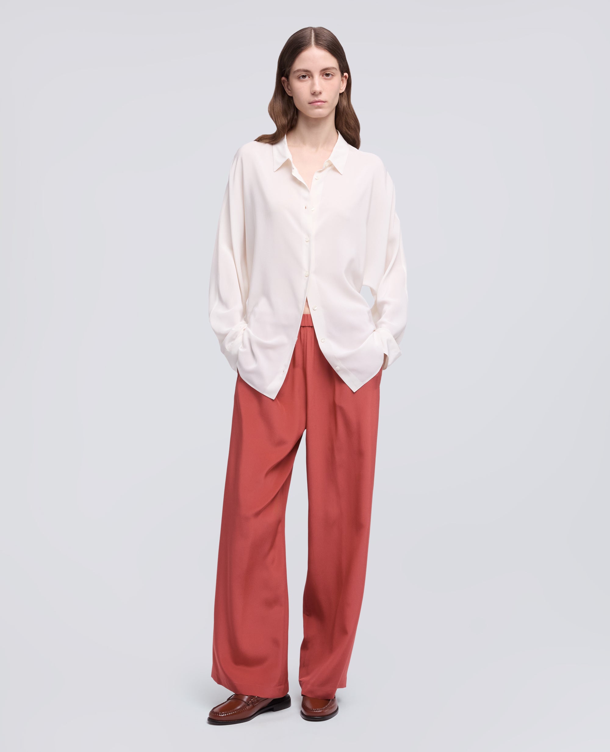 PANTALONE IN CREPE DE CHINE SETA-ARAGOSTA-LOBSTER-ARAGOSTA-ARAGOSTA-ARAGOSTA
