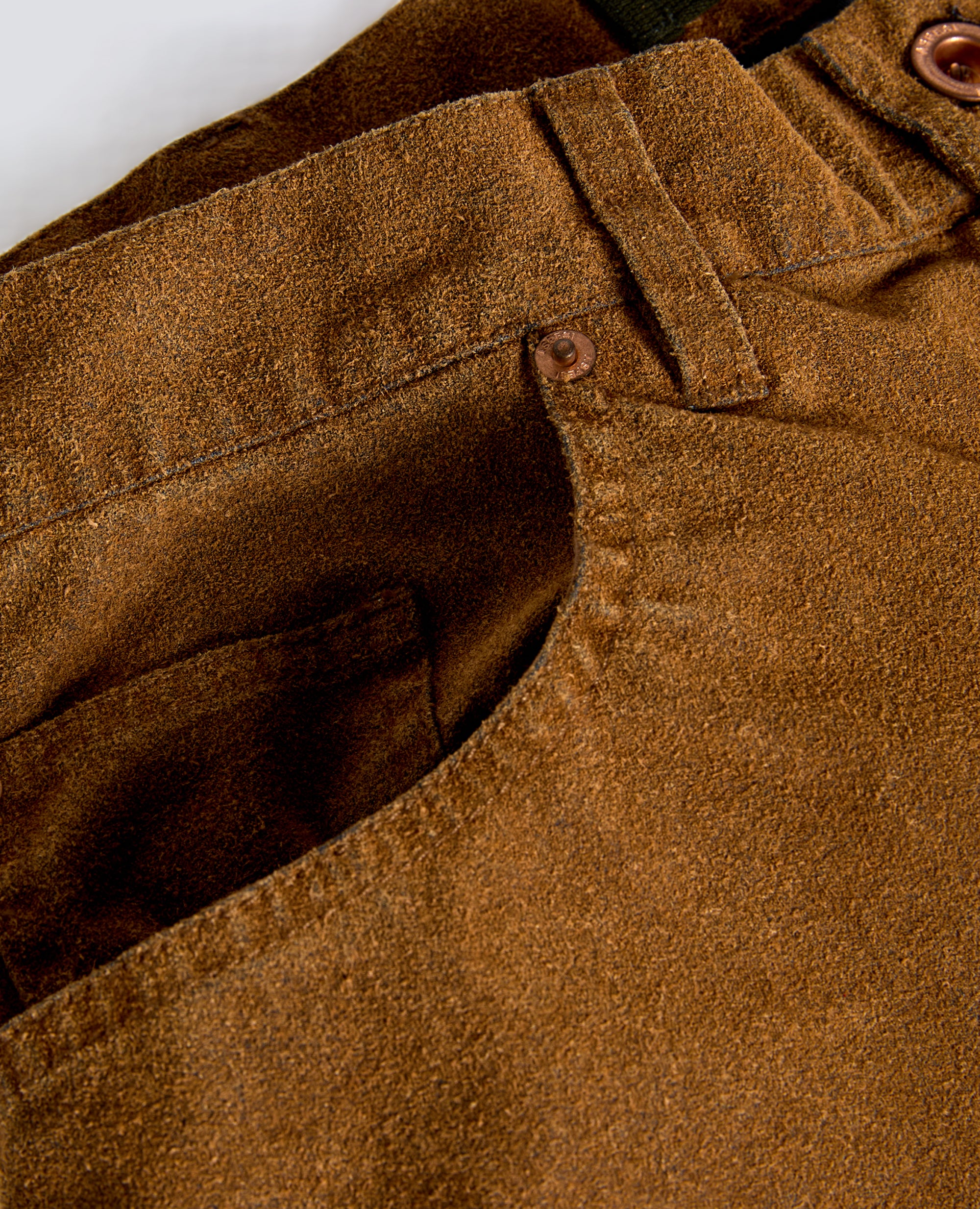 PANTALONE IN CHAMBRAY FLOCCATO PELLE-COLONIALE-COLONIAL BEIGE-COLONIAL-KOLONIALBEIGE-COLONIAL