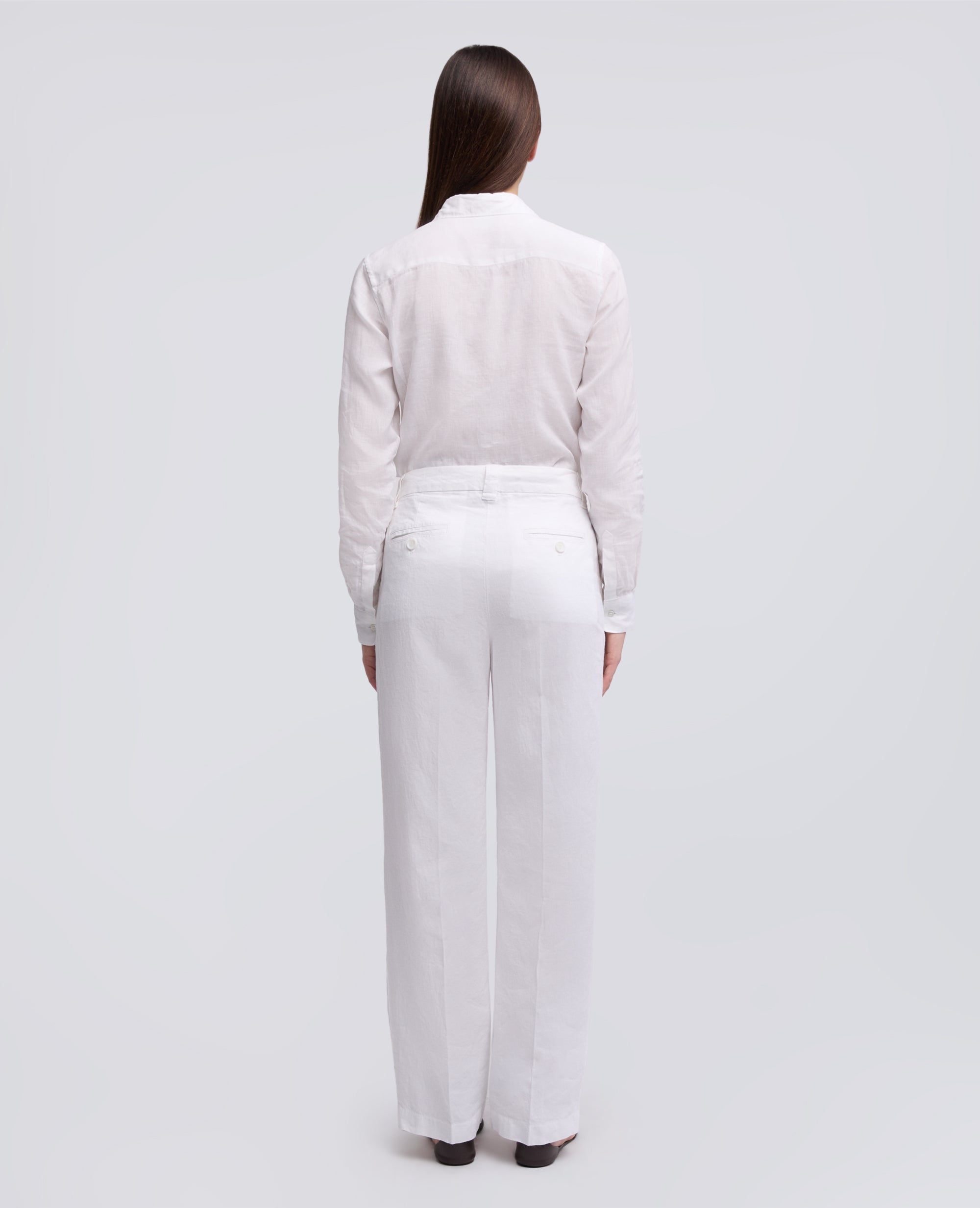 PANTALONE IN LINO FIAMMATO COMPATTO TINTO CAPO-BIANCO-WHITE-BLANCO-WEISS-BLANC