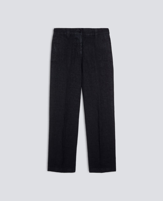 PANTALONE IN LINO FIAMMATO COMPATTO TINTO CAPO-NAVY-NAVY-AZUL MARINO-NAVY-NAVY