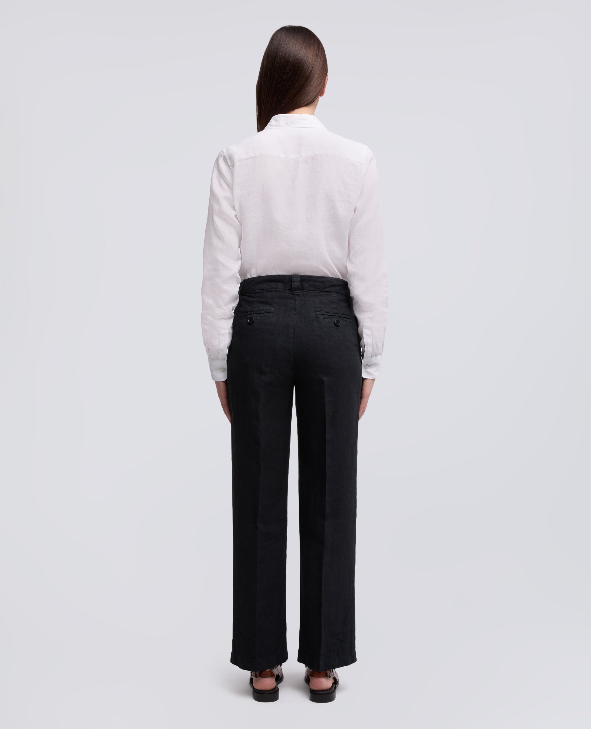 PANTALONE IN LINO FIAMMATO COMPATTO TINTO CAPO-NAVY-NAVY-AZUL MARINO-NAVY-NAVY