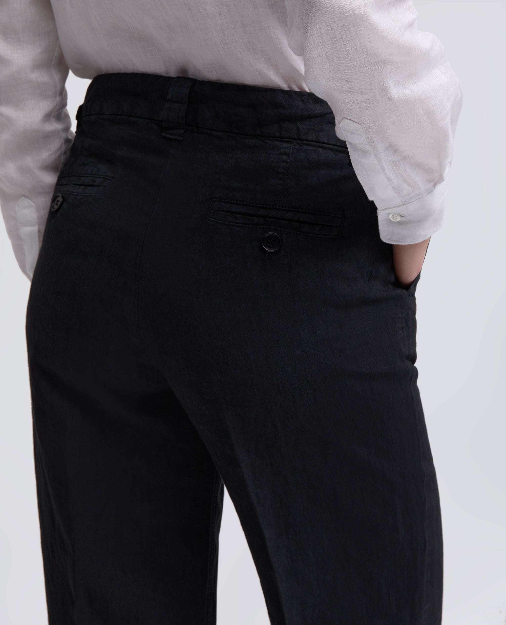 PANTALONE IN LINO FIAMMATO COMPATTO TINTO CAPO-NAVY-NAVY-AZUL MARINO-NAVY-NAVY