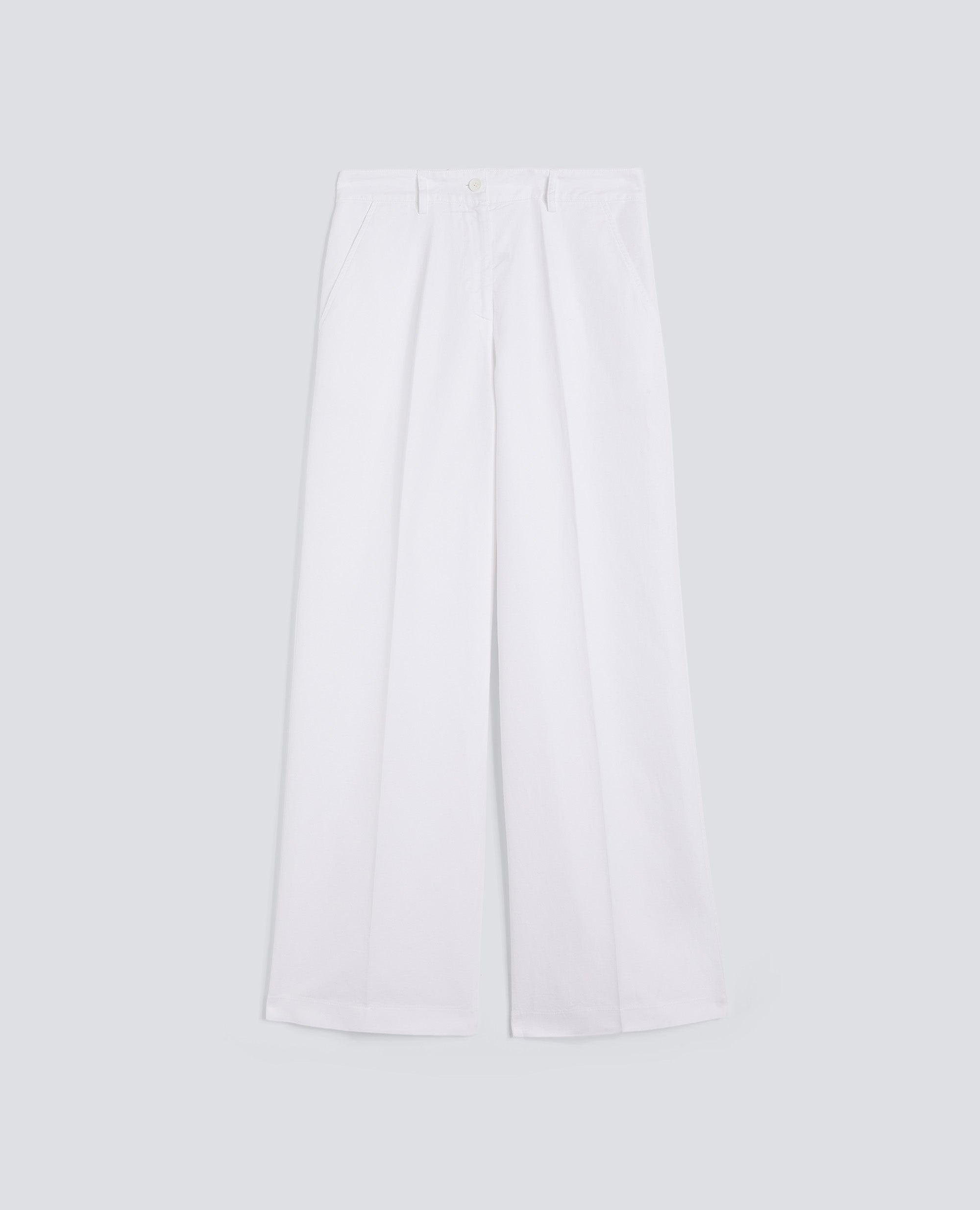 PANTALONE IN GABARDINA COTONE LINO TINTO CAPO-BIANCO-WHITE-BLANCO-WEISS-BLANC