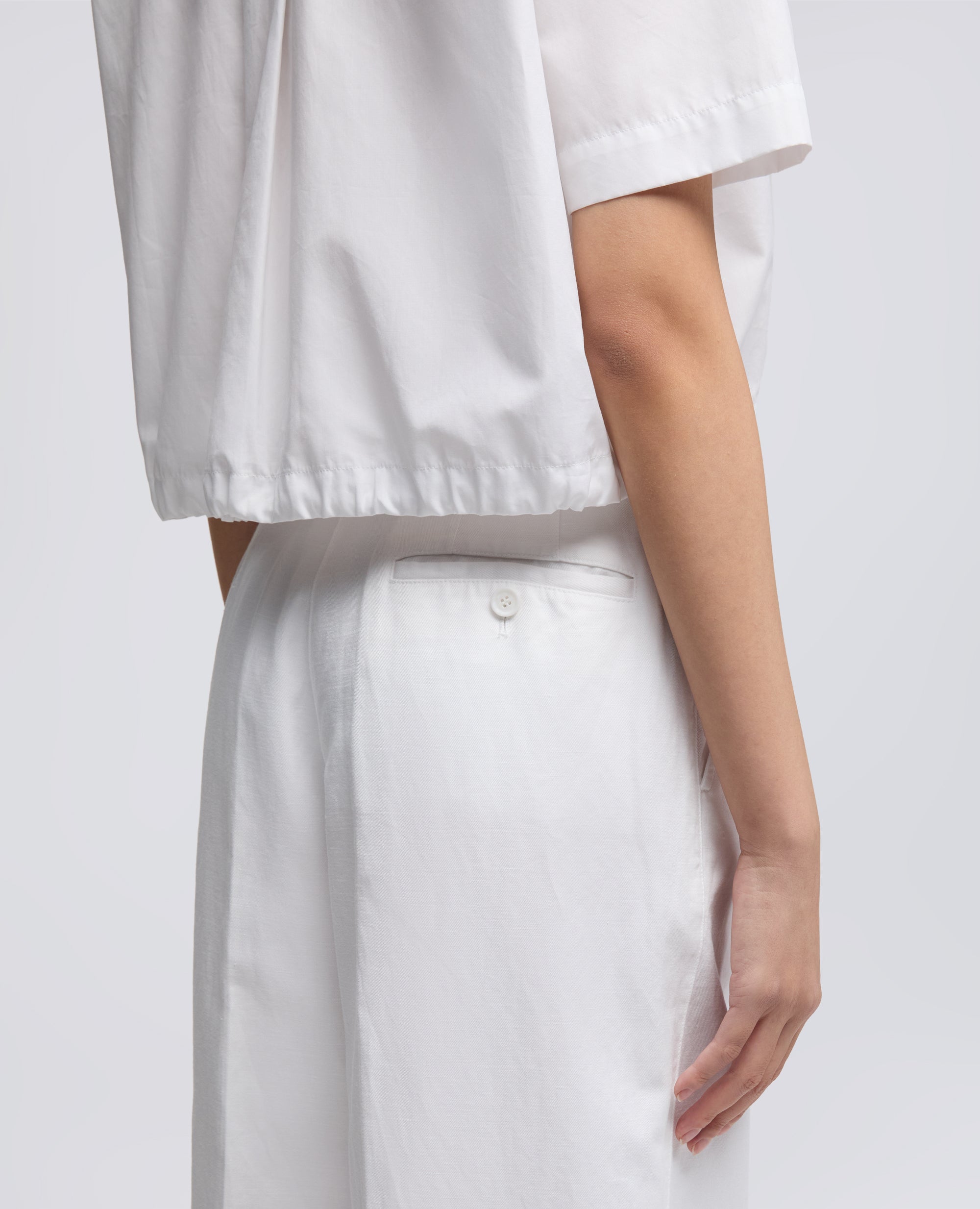 PANTALONE IN GABARDINA COTONE LINO TINTO CAPO-BIANCO-WHITE-BLANCO-WEISS-BLANC