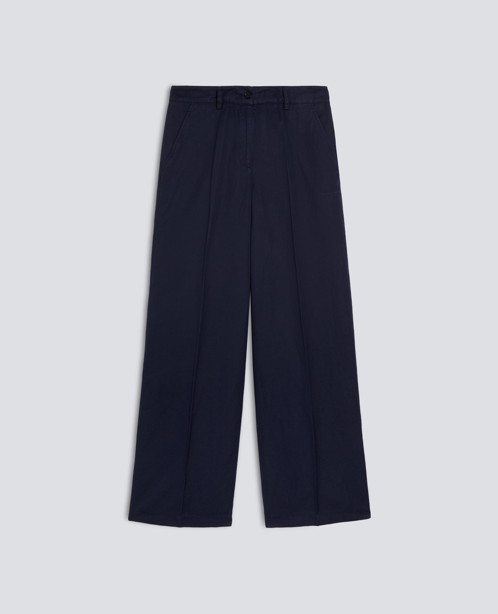 PANTALONE IN GABARDINA COTONE LINO TINTO CAPO-NAVY-NAVY-AZUL MARINO-NAVY-NAVY