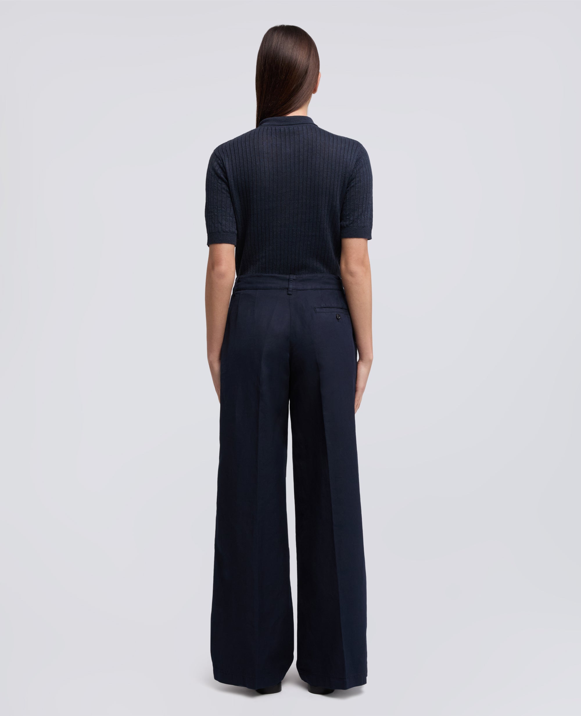 PANTALONE IN GABARDINA COTONE LINO TINTO CAPO-NAVY-NAVY-AZUL MARINO-NAVY-NAVY