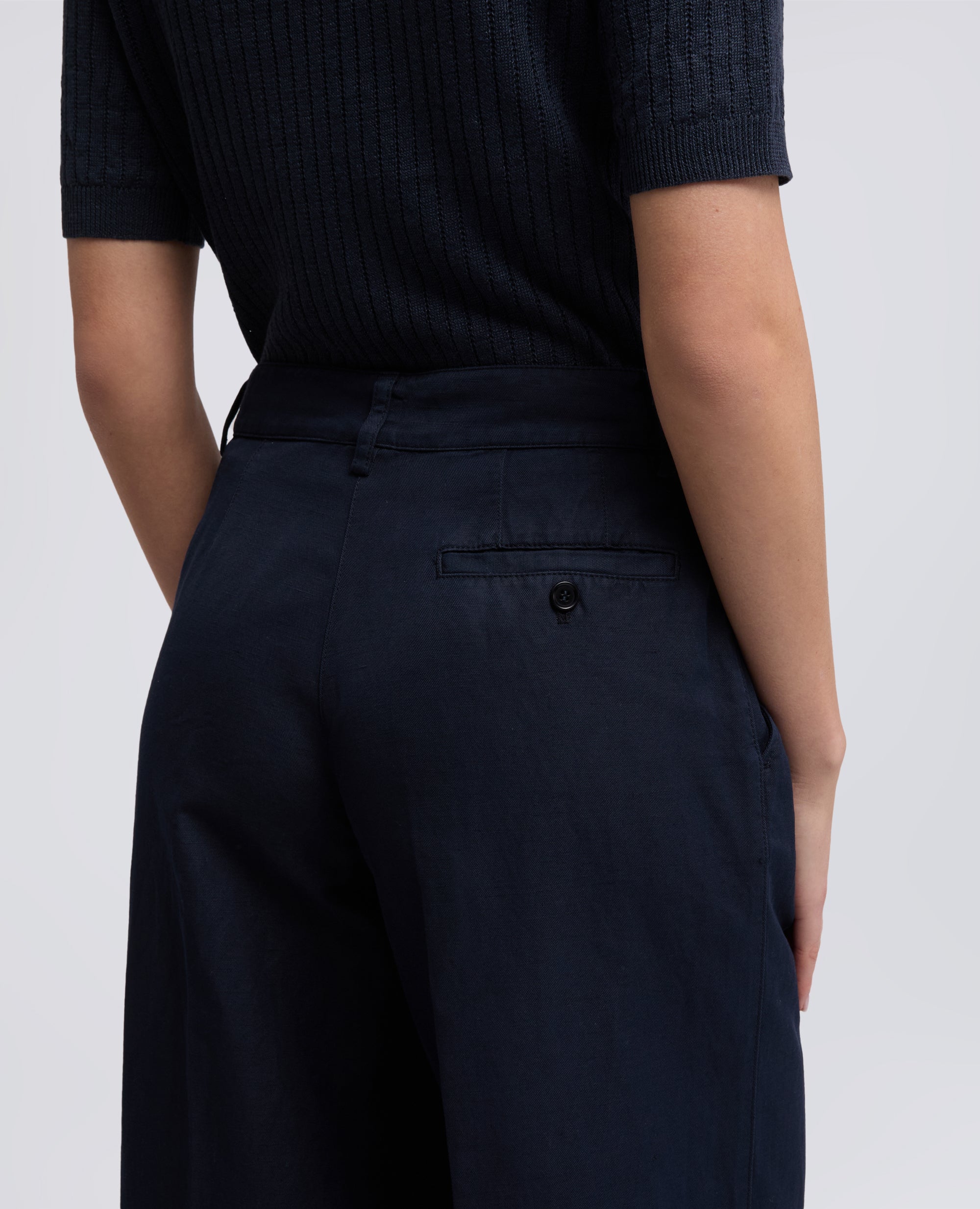 PANTALONE IN GABARDINA COTONE LINO TINTO CAPO-NAVY-NAVY-AZUL MARINO-NAVY-NAVY