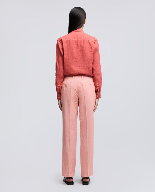 PANTALONE IN TELA FIAMMATA COTONE E LINO TINTO CAPO-ROSA-PINK-ROSA-ROSA-ROSE