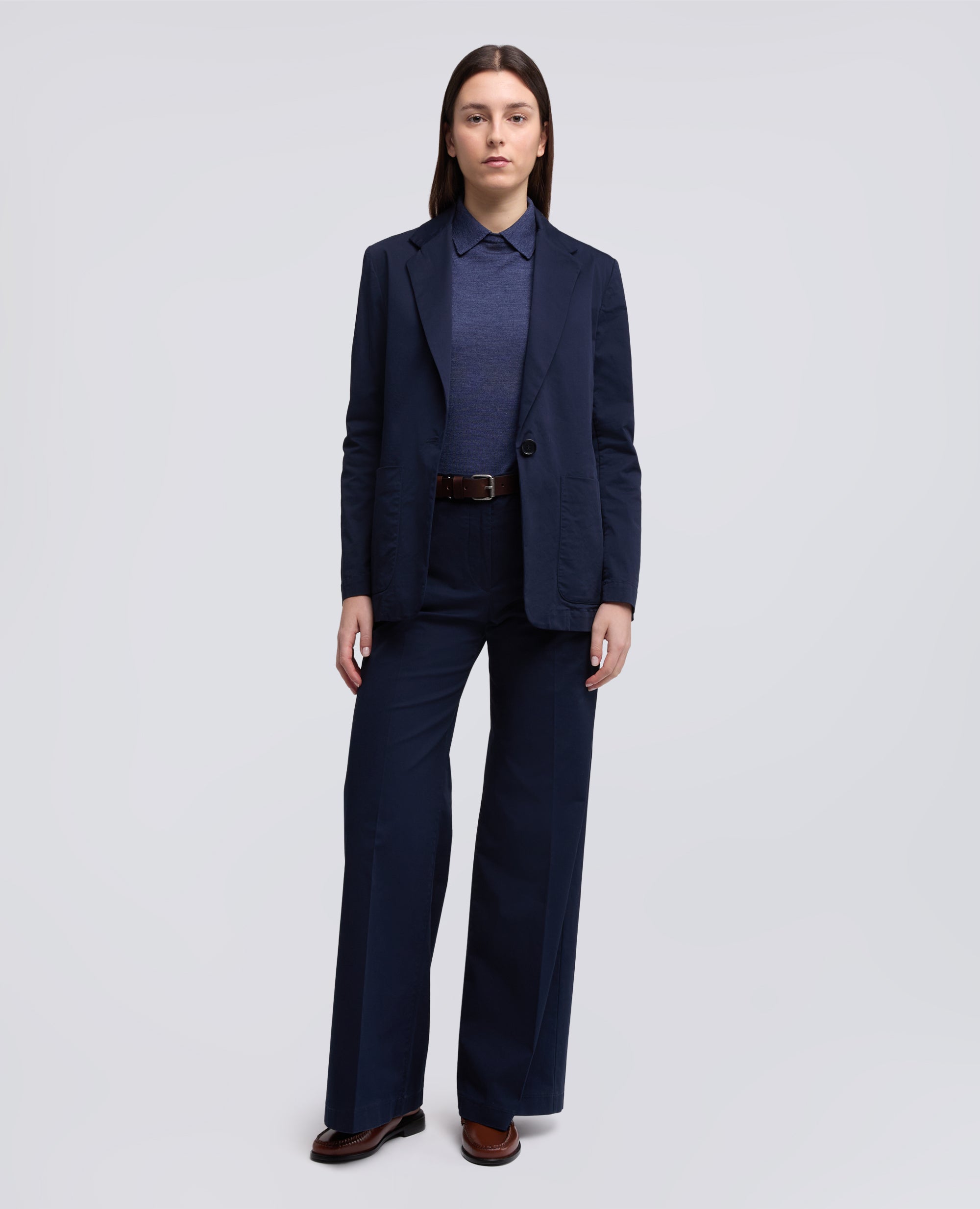 PANTALONE IN TWILL DI COTONE STRETCH-NAVY-NAVY-AZUL MARINO-NAVY-NAVY