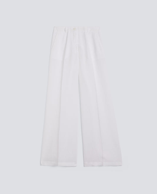 PANTALONE IN TELA DI LINO-BIANCO-WHITE-BLANCO-WEISS-BLANC