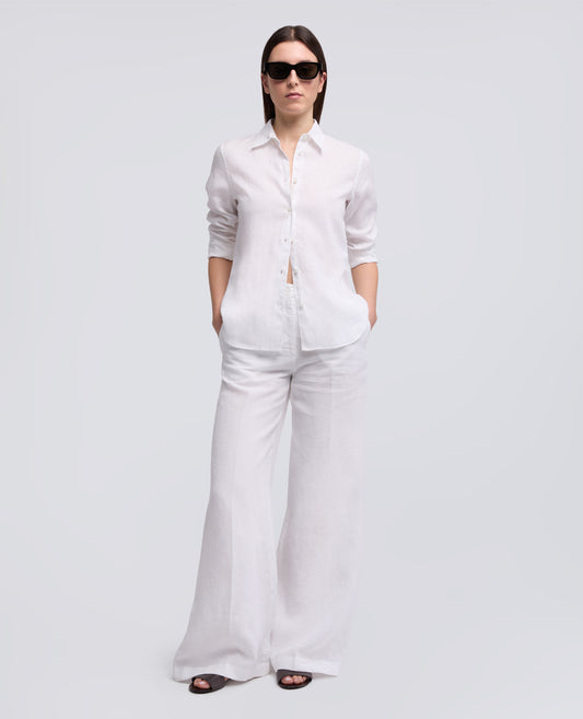 PANTALONE IN TELA DI LINO-BIANCO-WHITE-BLANCO-WEISS-BLANC